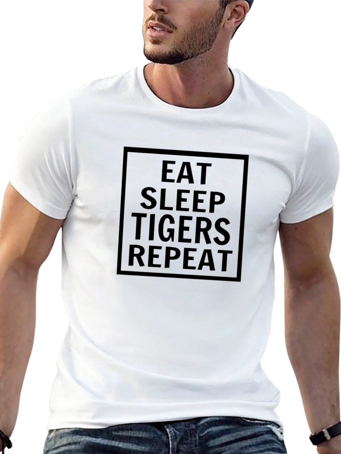 Eat Sleep Tigers Repeat Black T-Shirt