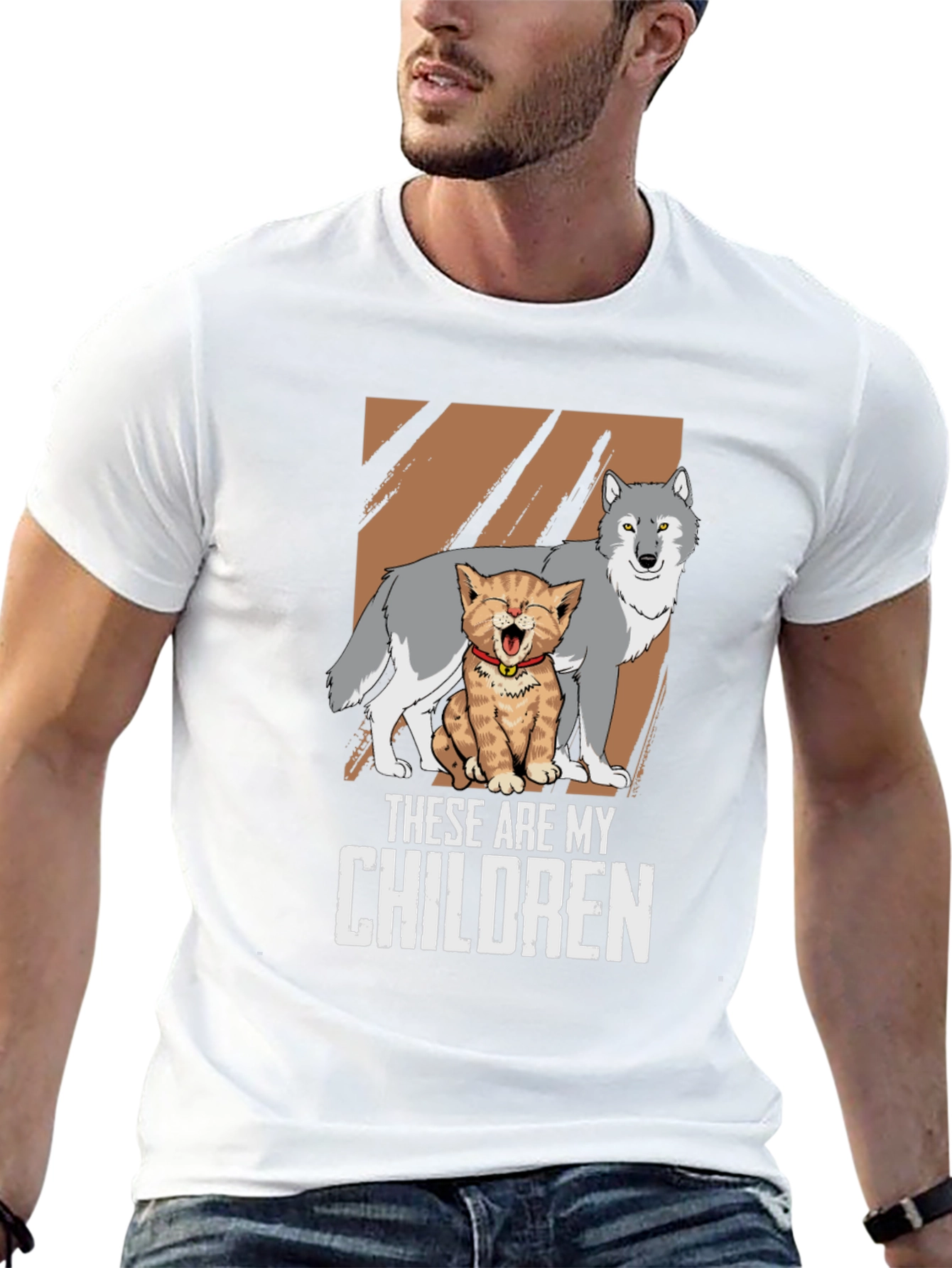 These Are My Children T-Shirt Wolf and Kitten Design