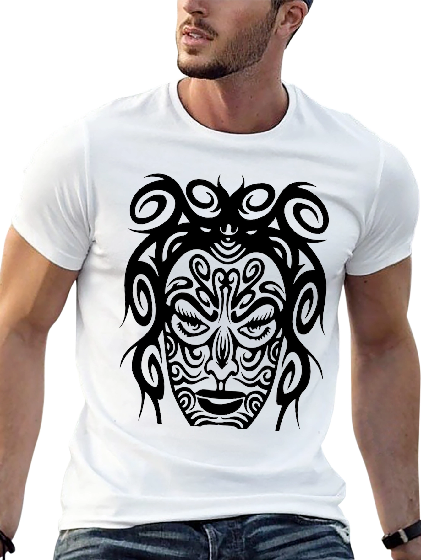 Tribal Medusa Graphic Black T-Shirt