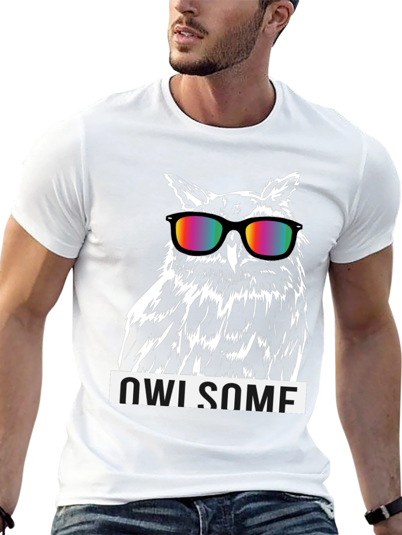 Owl-some Graphic Tee - Cool Owl with Rainbow Glasses