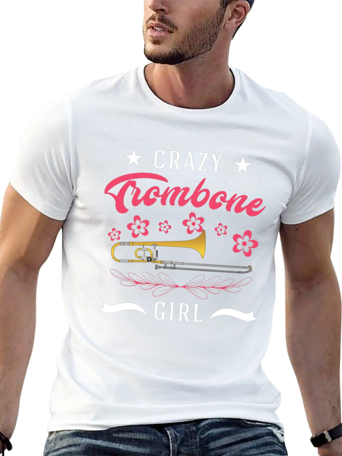 Crazy Trombone Girl Black T-Shirt