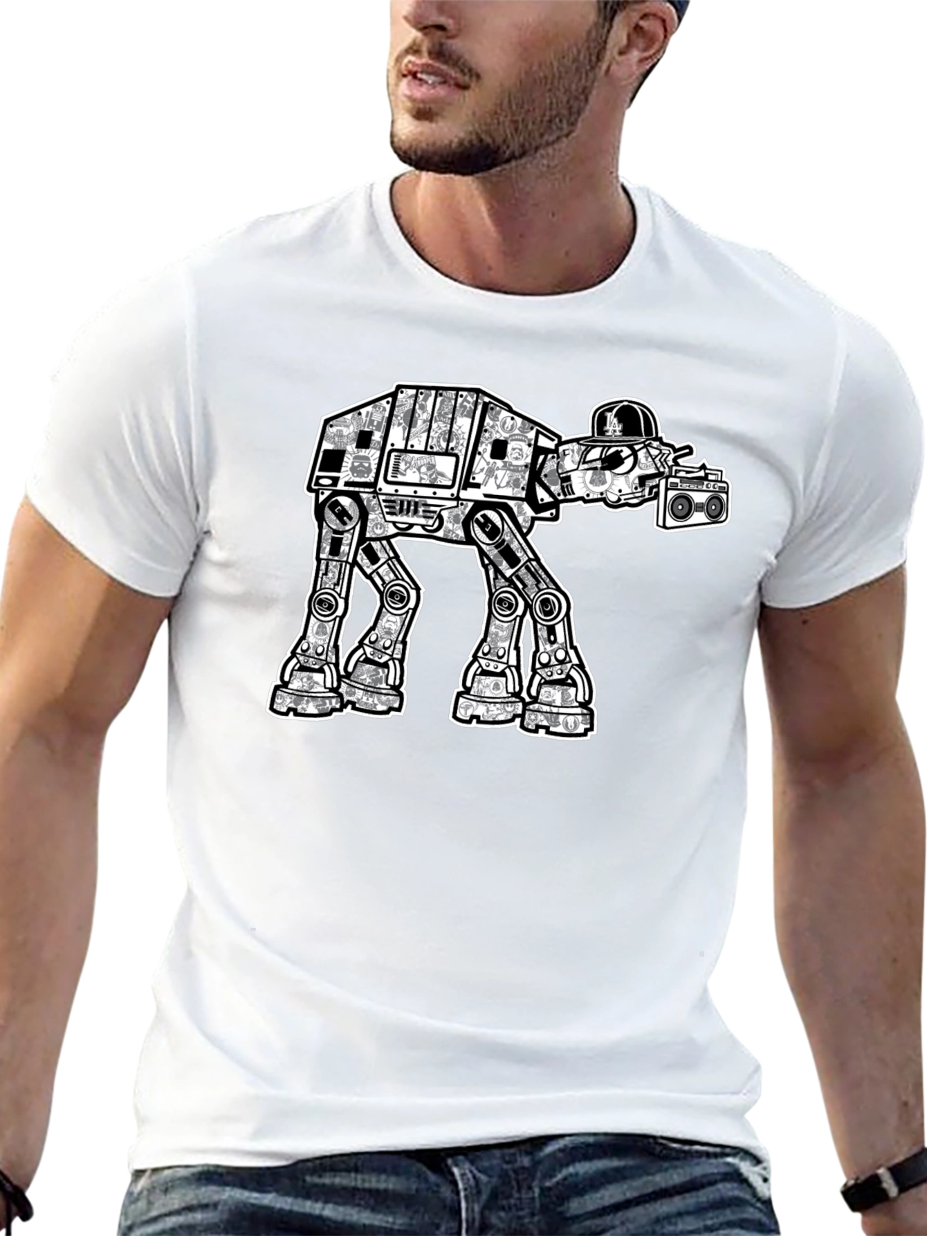 Star Wars AT-AT Walker Boombox Black T-Shirt