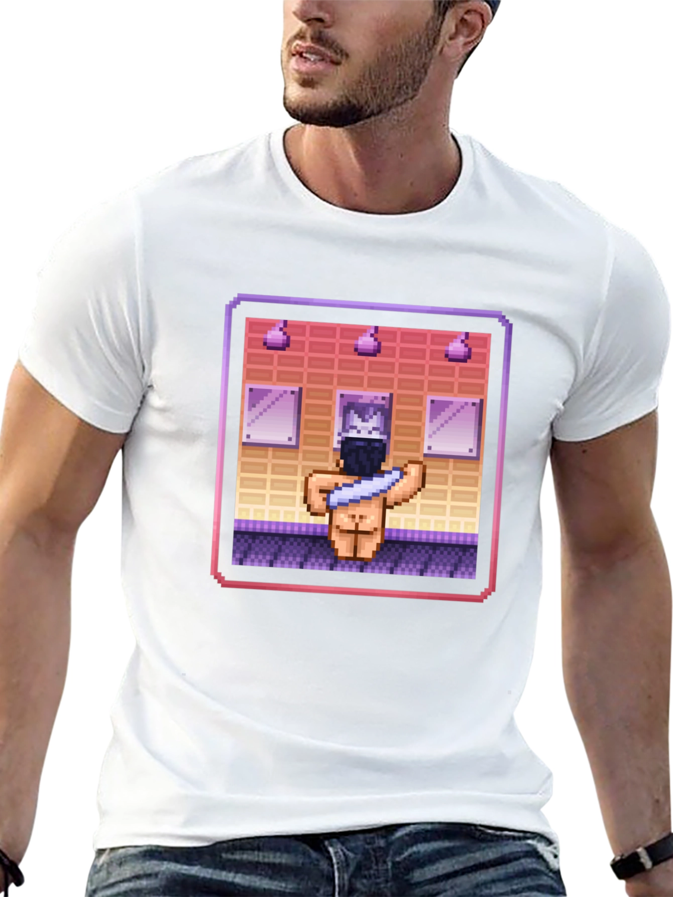 Pixel Art Shower Black T-Shirt