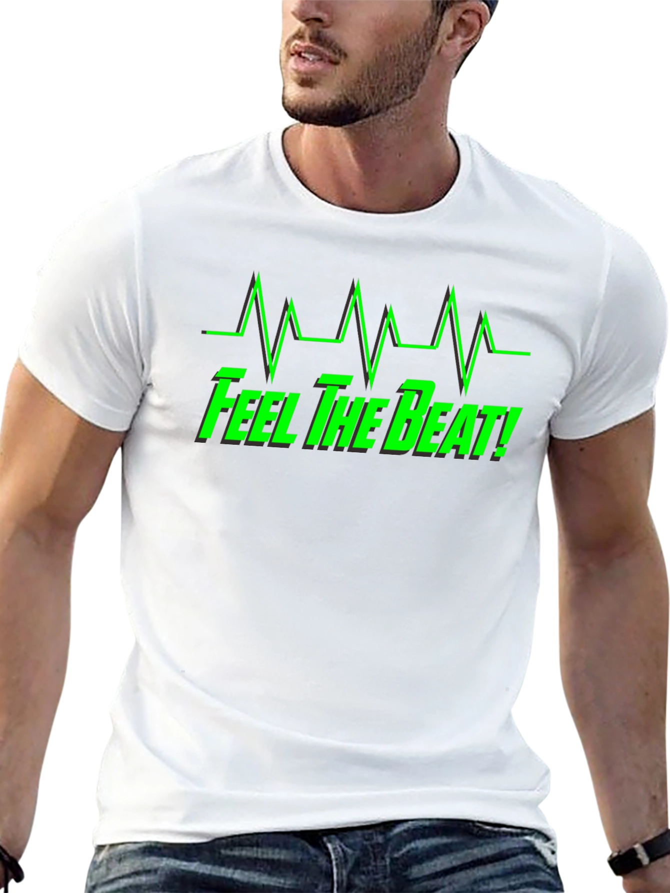 Feel The Beat Graphic Tee - Black Cotton