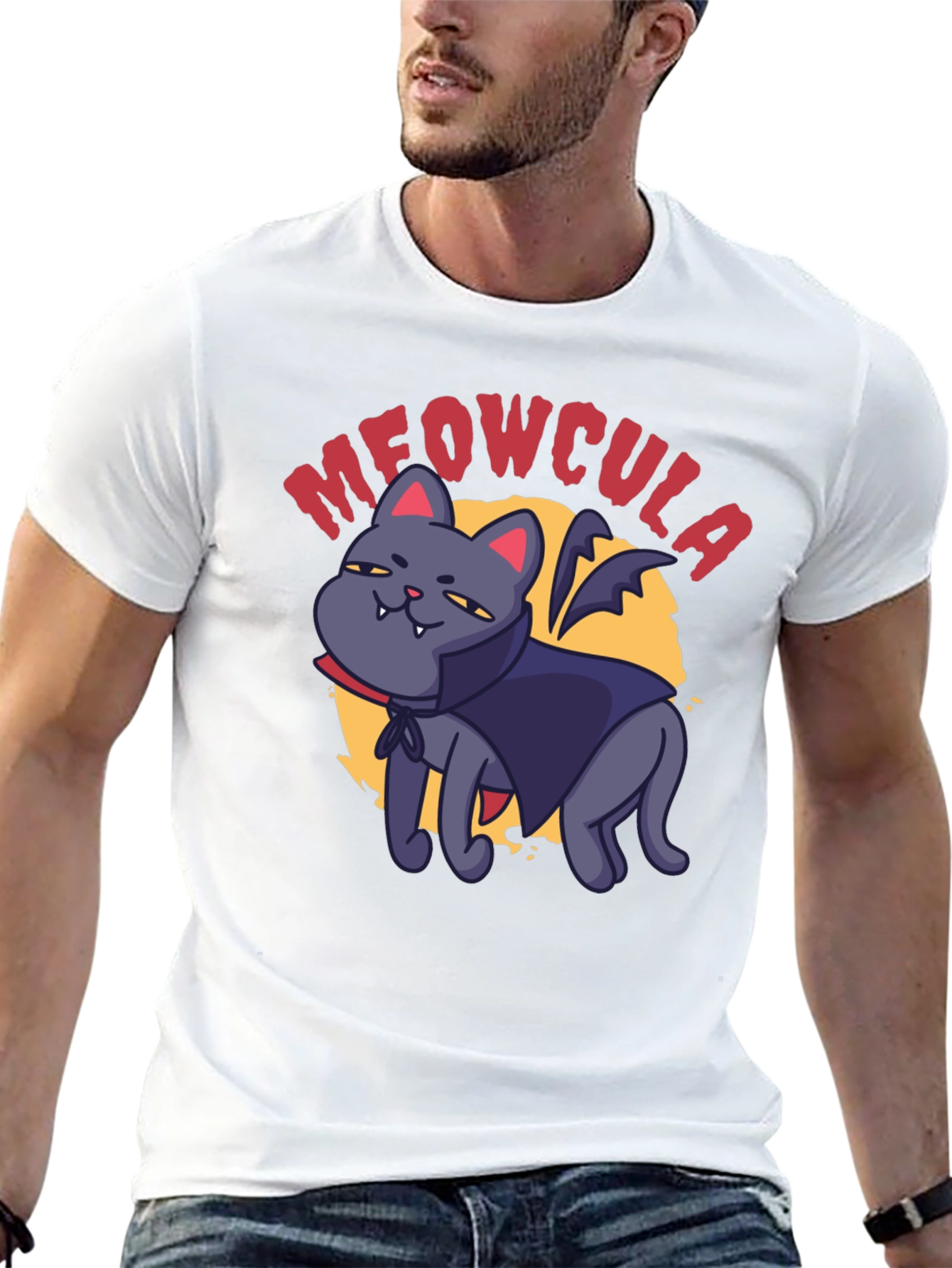 Meowcula Vampire Cat Graphic T-Shirt