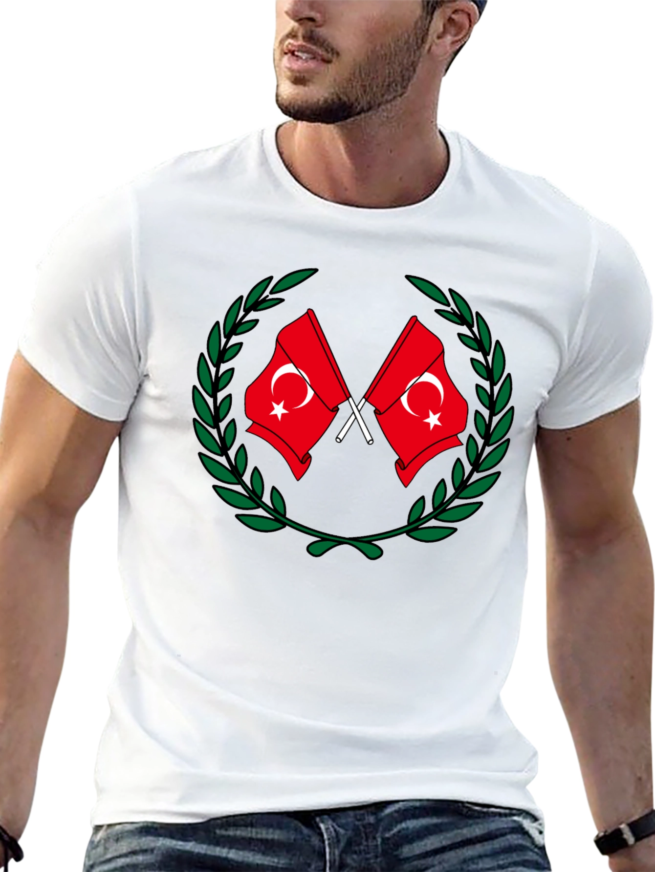 Turkey Flag Wreath Graphic Tee - Black