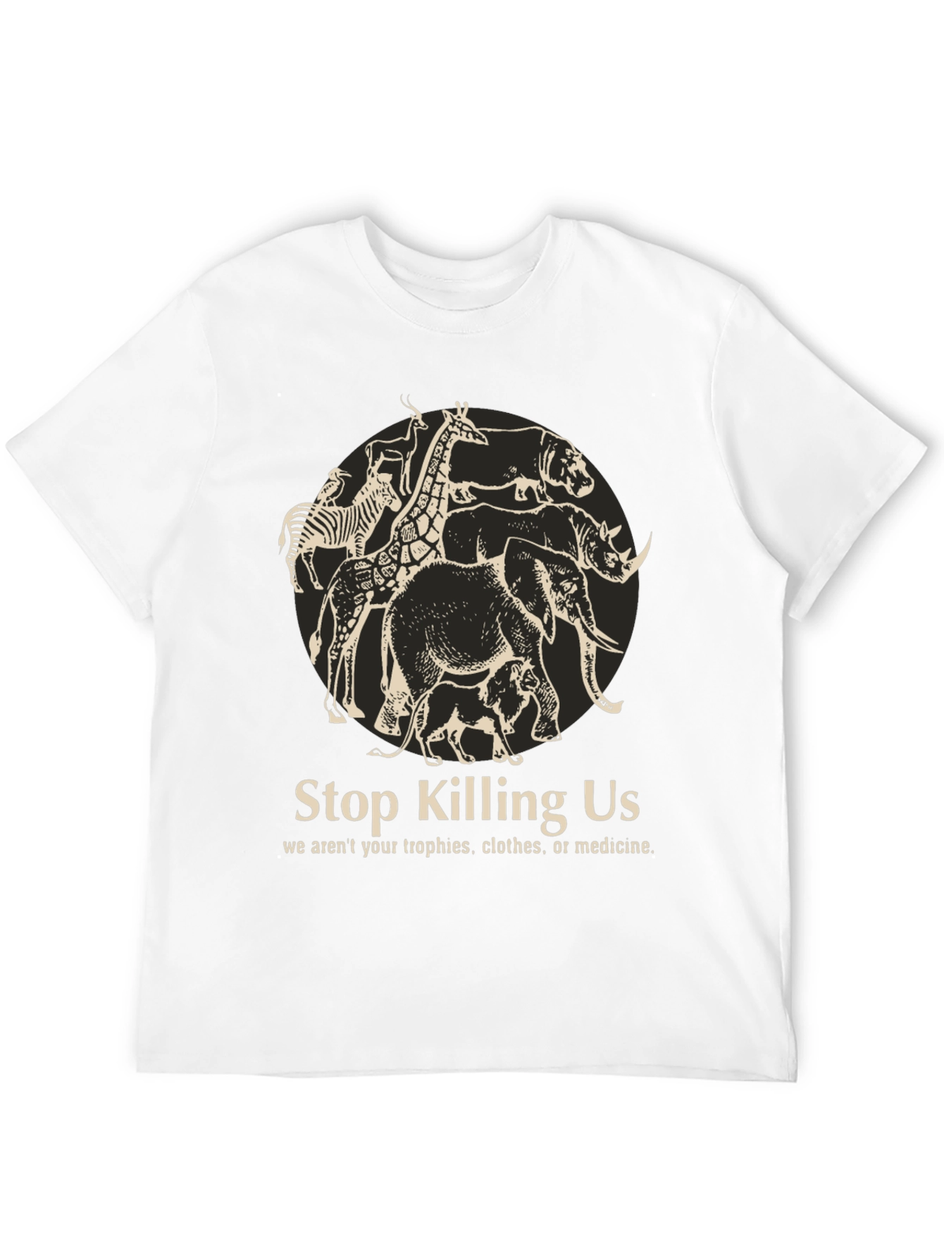 Stop Killing Us Animal Graphic T-Shirt - Black