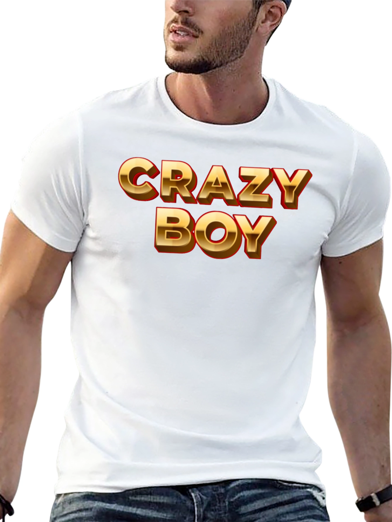 Crazy Boy Graphic Print Black T-Shirt