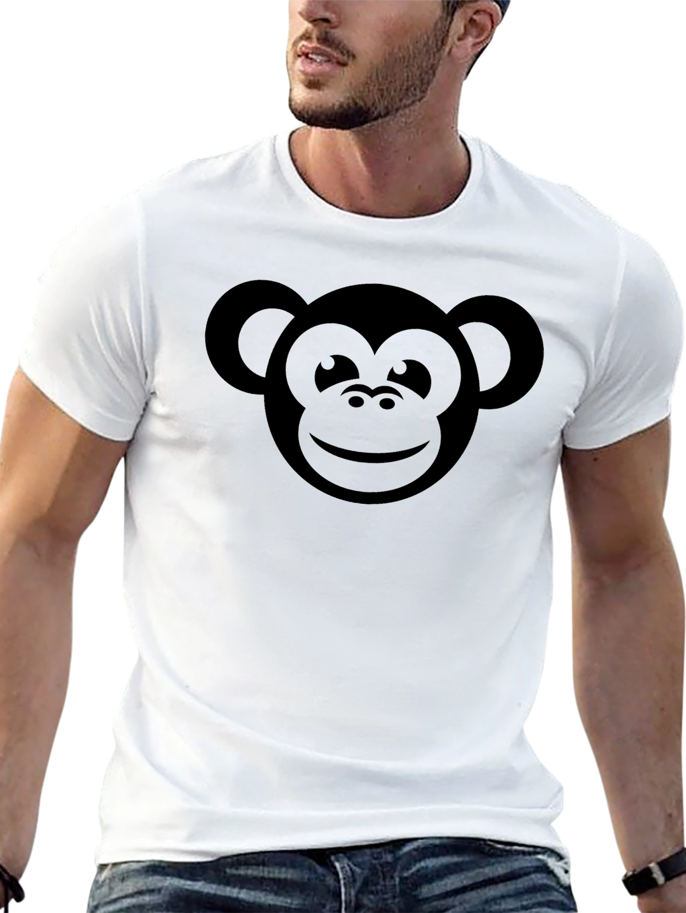Monkey Face Graphic Tee - Black Casual T-Shirt