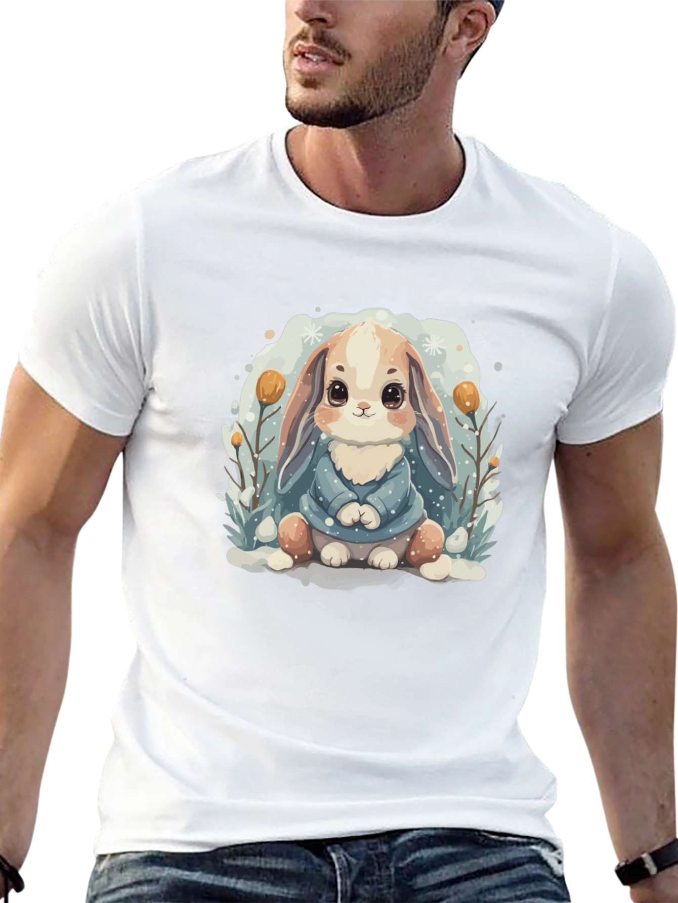 Cute Bunny Graphic Tee - Soft Cotton Blend