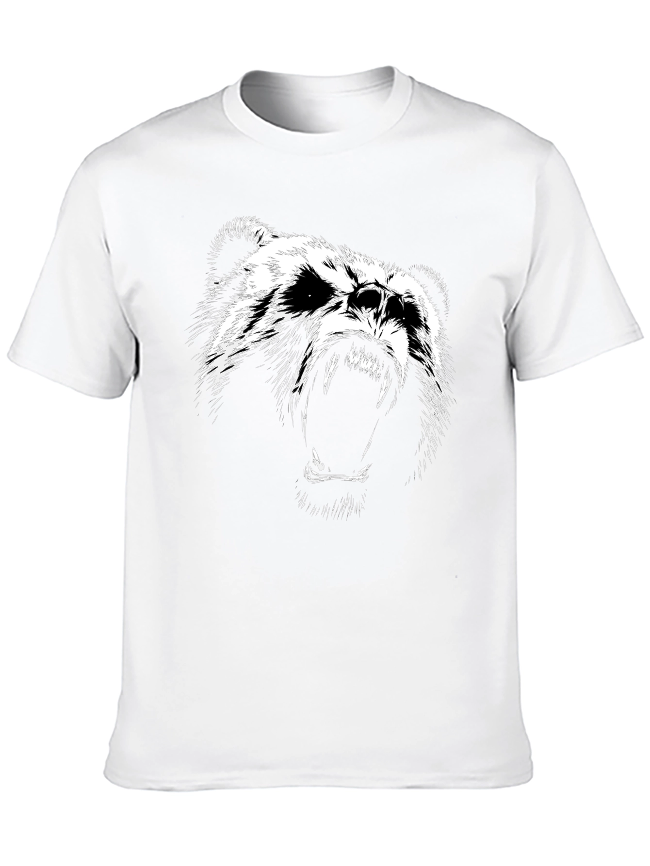 Mens Black T-Shirt with Roaring Bear Graphic