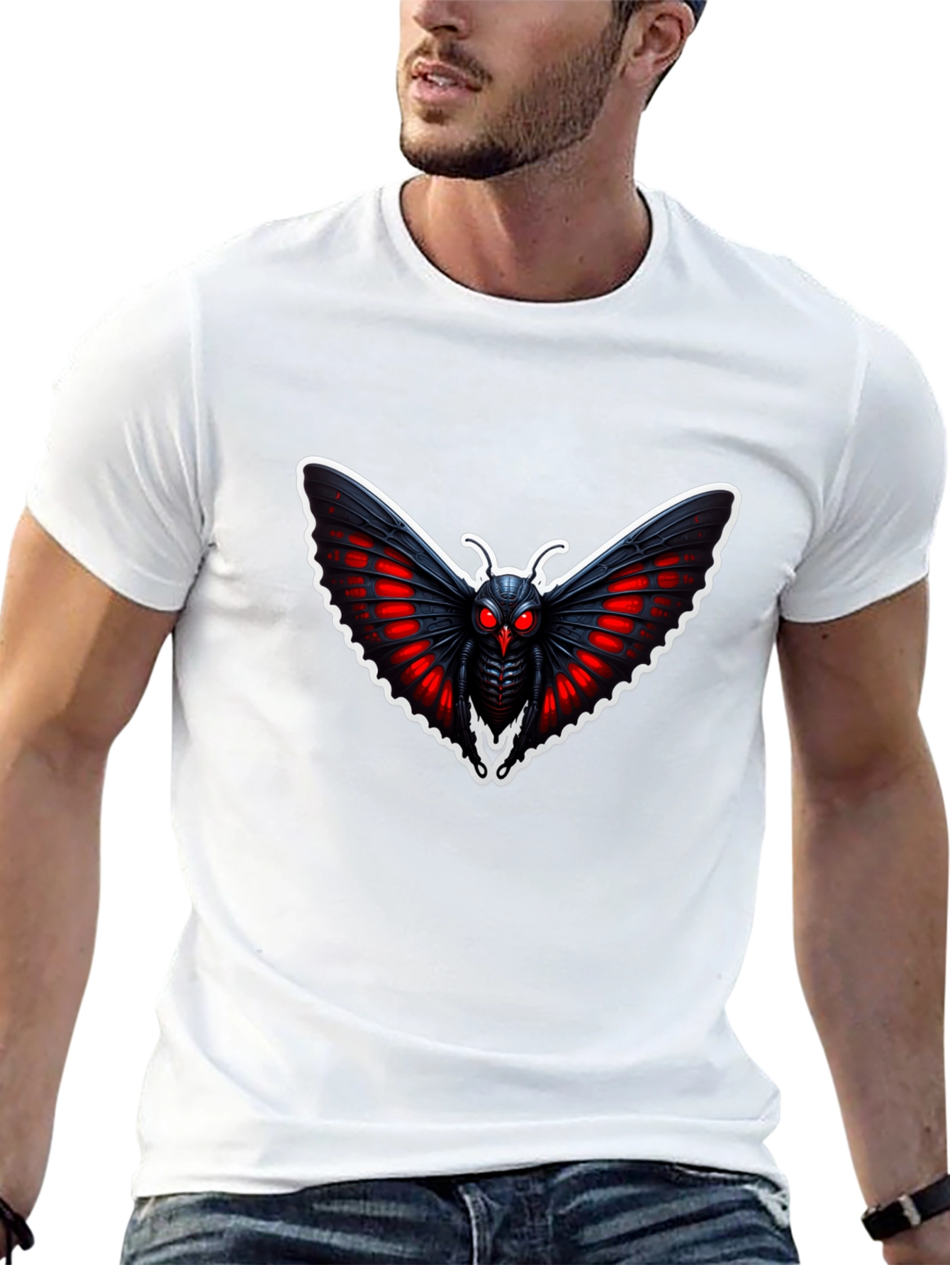 Mothman Graphic Tee - Black Cotton T-Shirt