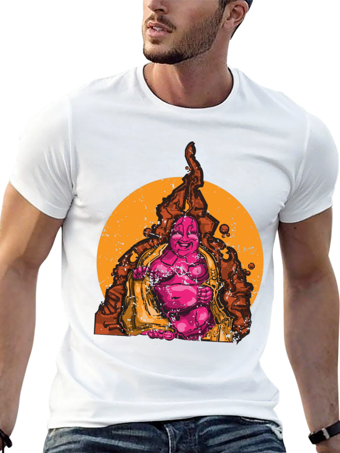Buddha Graphic Print Black T-Shirt