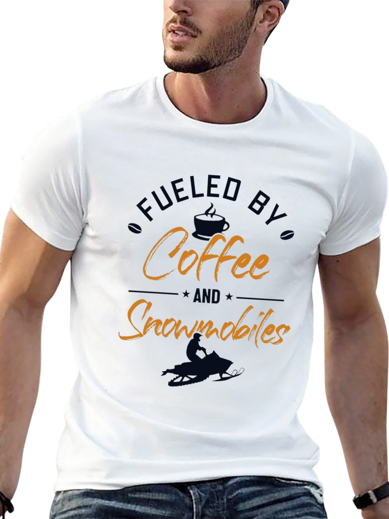Fueled by Coffee and Snowmobiles Black Graphic Tee