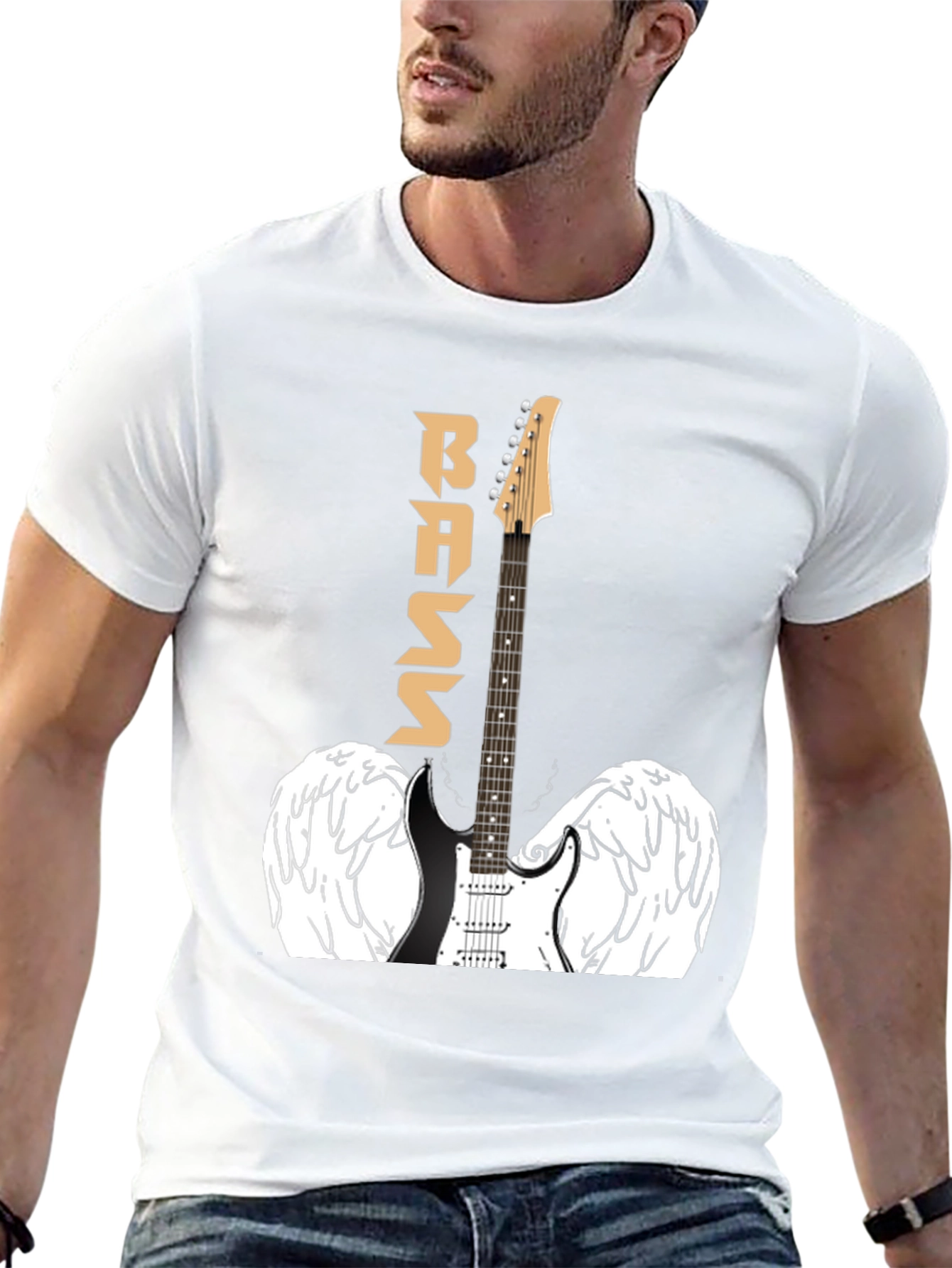 Bass Guitar Angel Wings Graphic T-Shirt