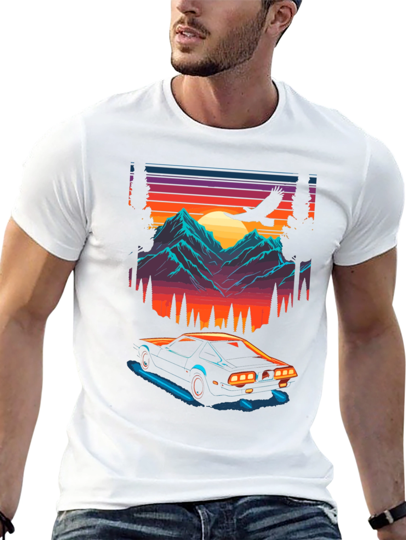 Retro Sunset Car Graphic Tee