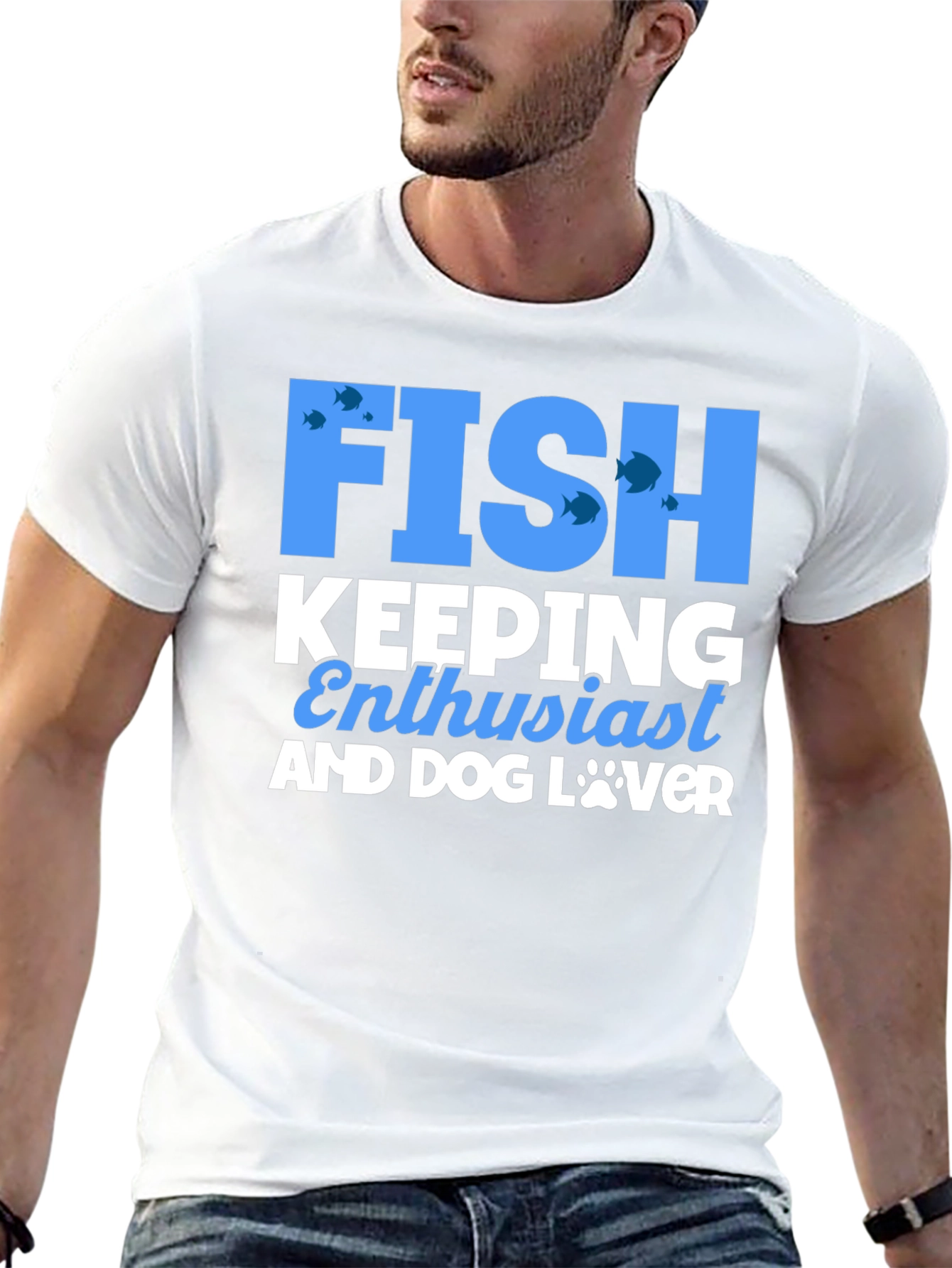 Fish Keeping Enthusiast & Dog Lover Black T-Shirt