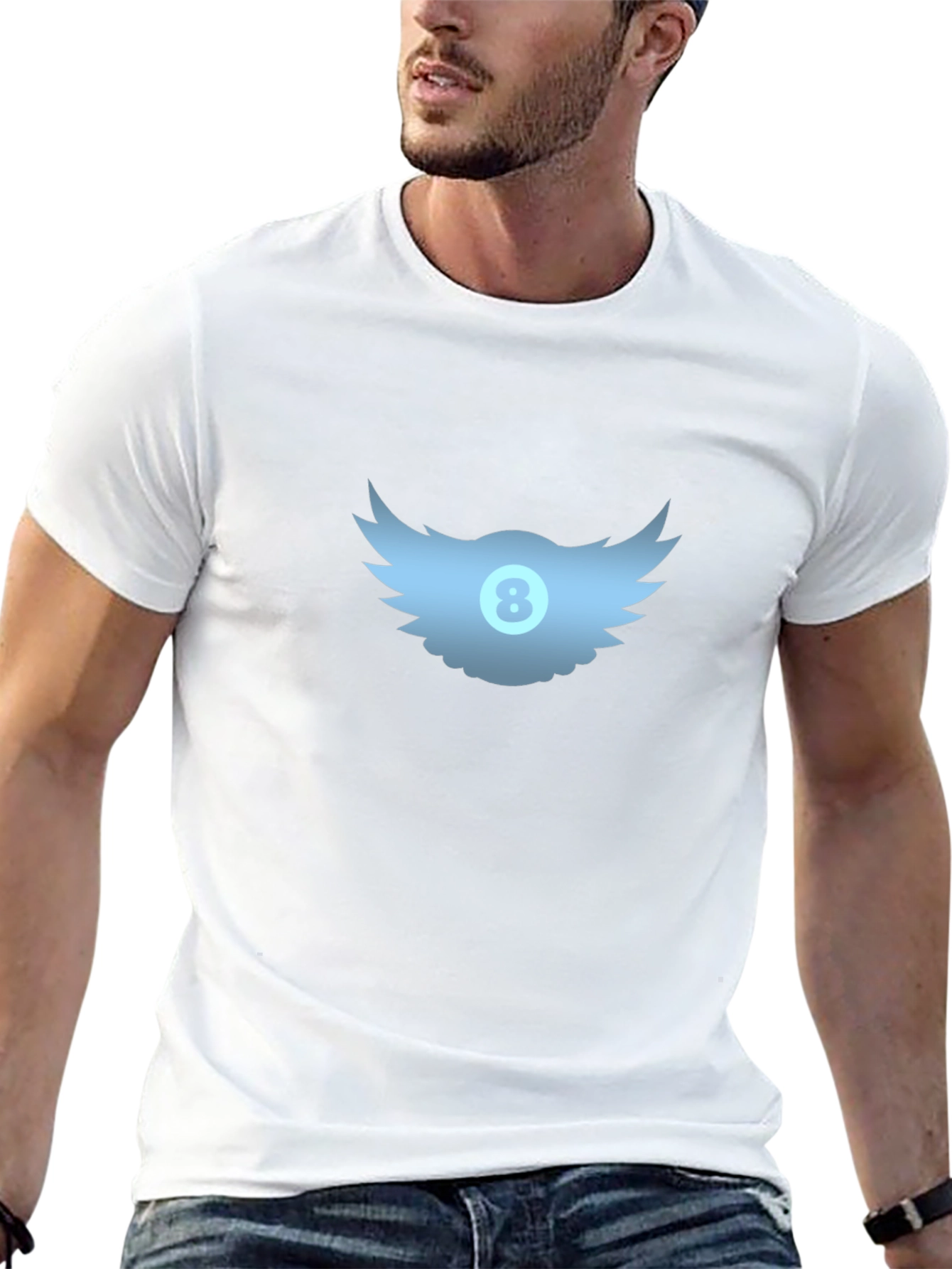 Winged 8-Ball Graphic Tee - Black
