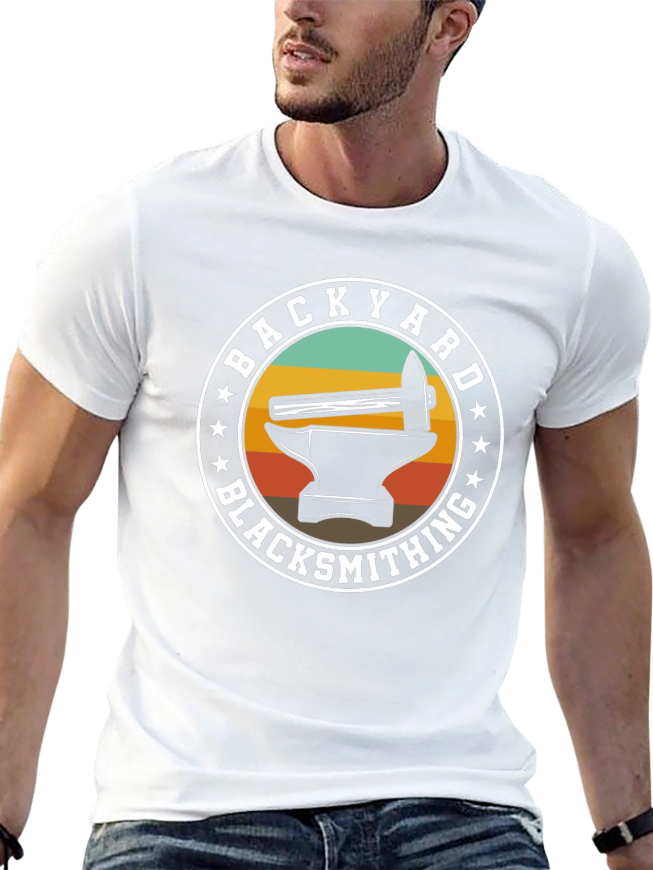 Backyard Blacksmith T-Shirt - Anvil & Hammer Design