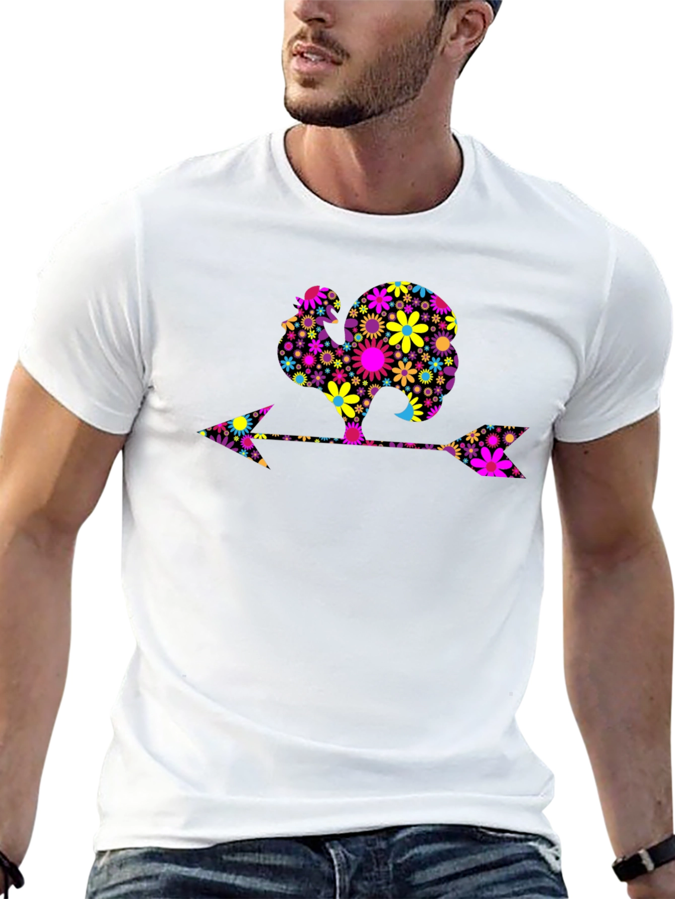 Floral Turkey Arrow Black Graphic Tee