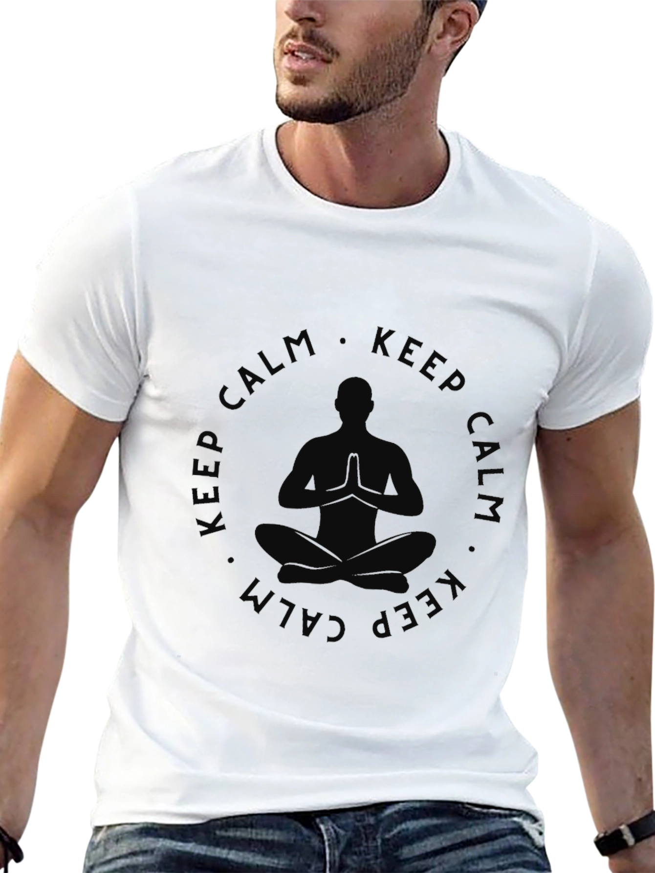 Keep Calm Yoga Mens Black T-Shirt
