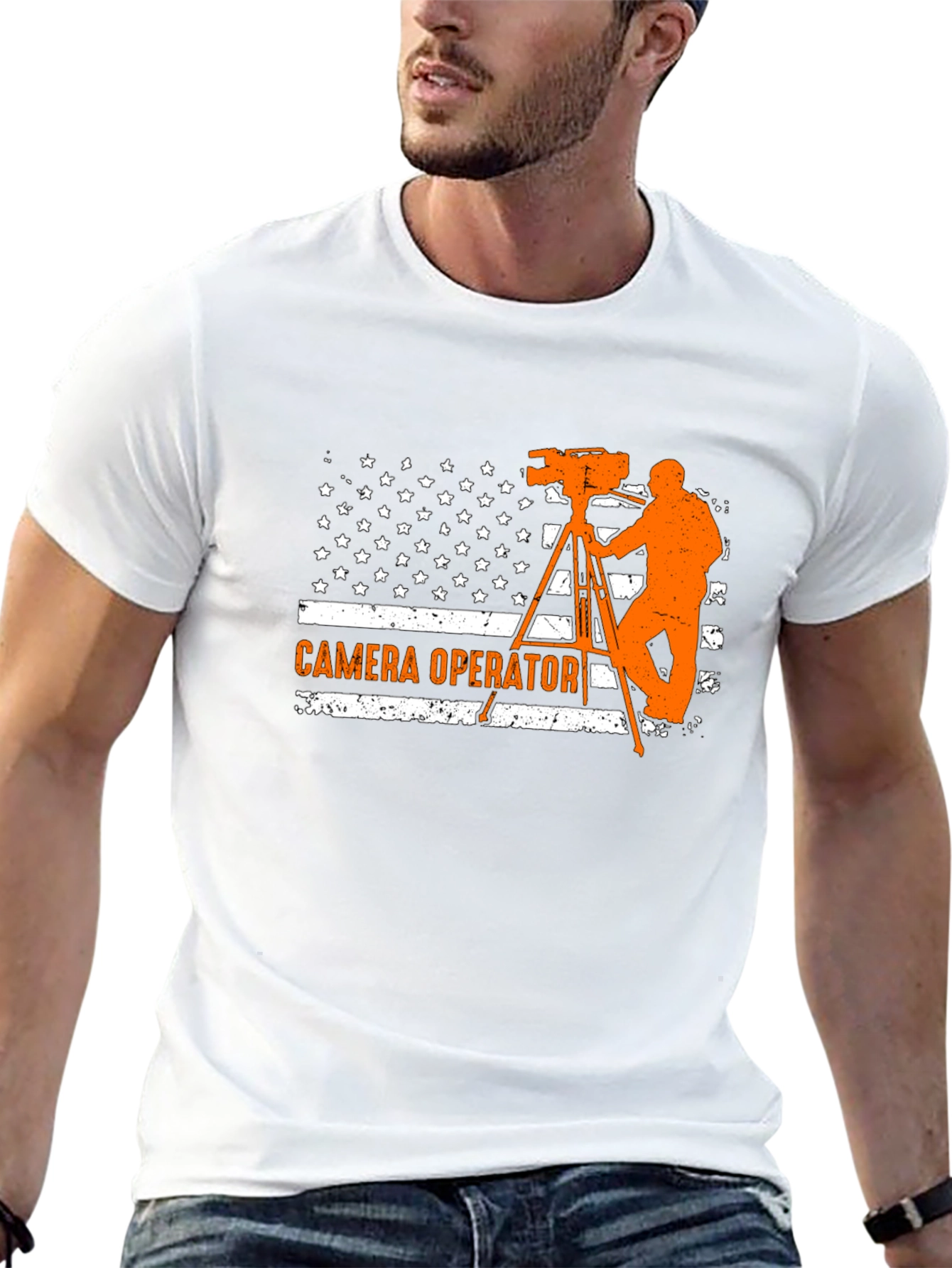 Camera Operator American Flag Graphic T-Shirt