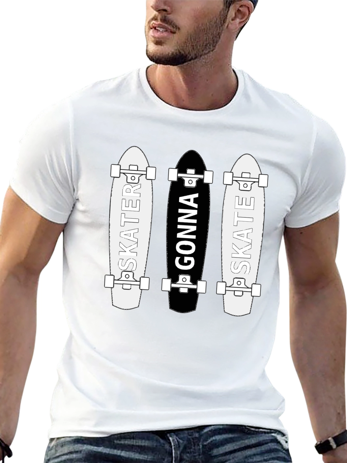 Skater Gonna Skate Graphic Tee - Black Cotton T-Shirt
