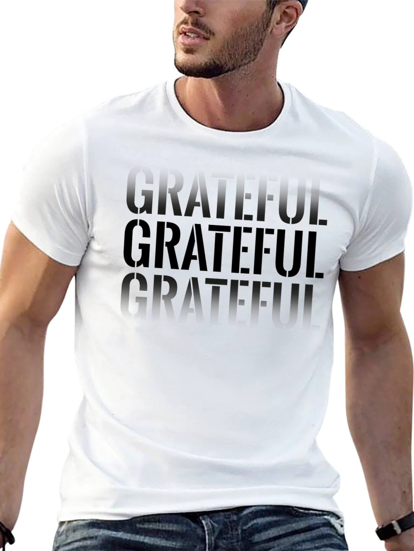 Grateful Graphic Tee - Mens Black Crew Neck T-Shirt