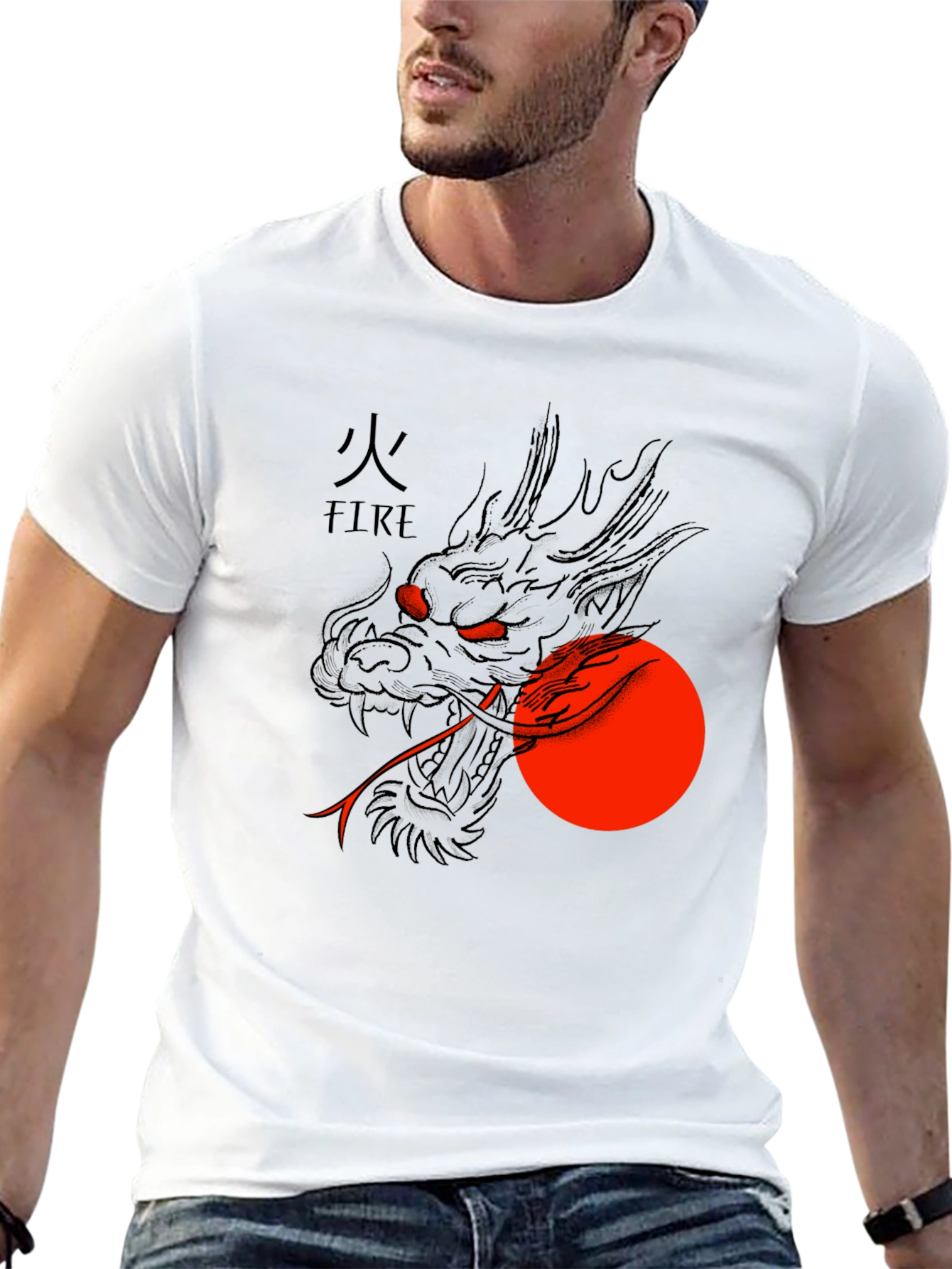 Dragon Fire Graphic Tee - Black Cotton Blend