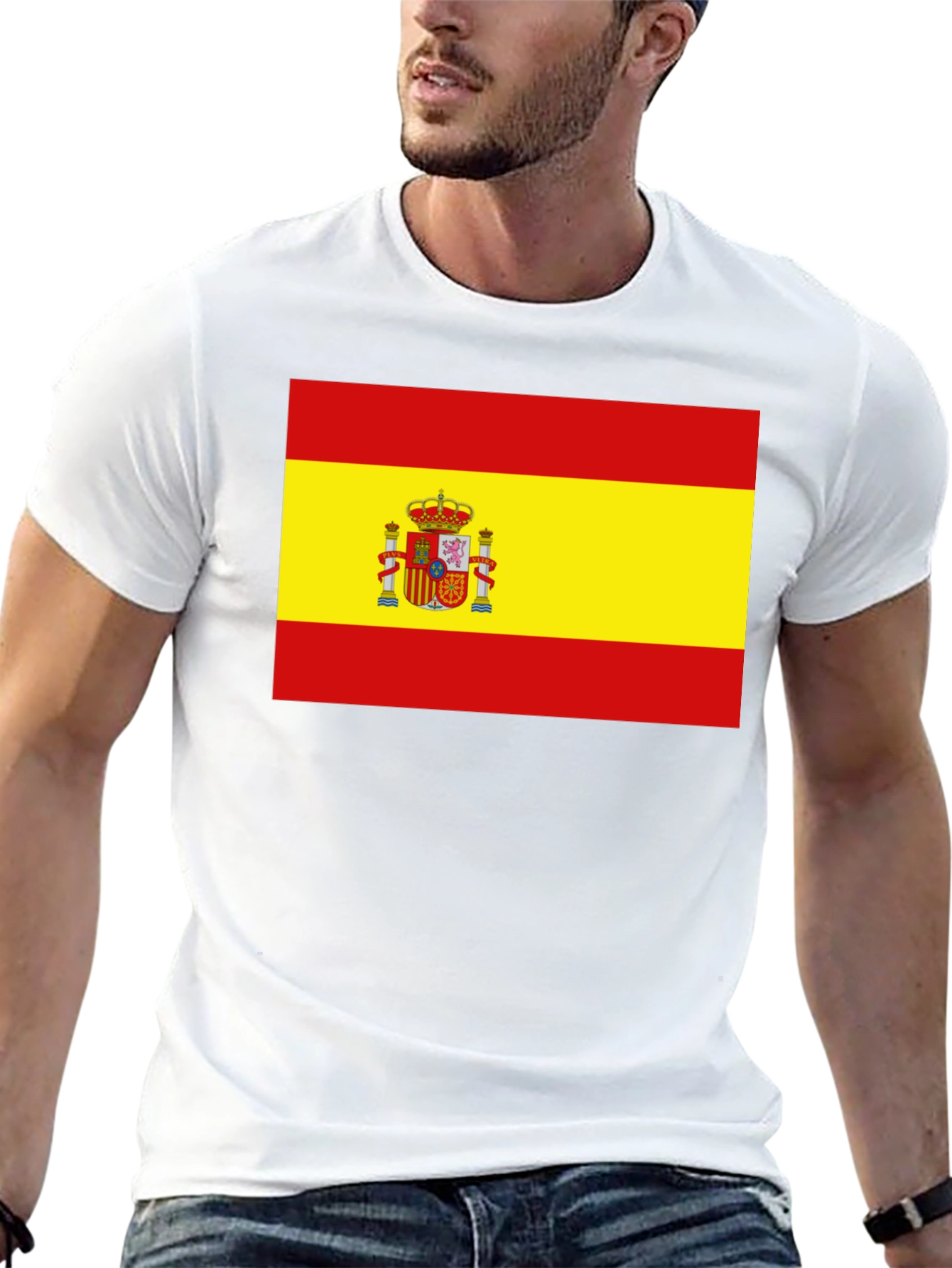 Spain Flag T-Shirt - Black Cotton Tee