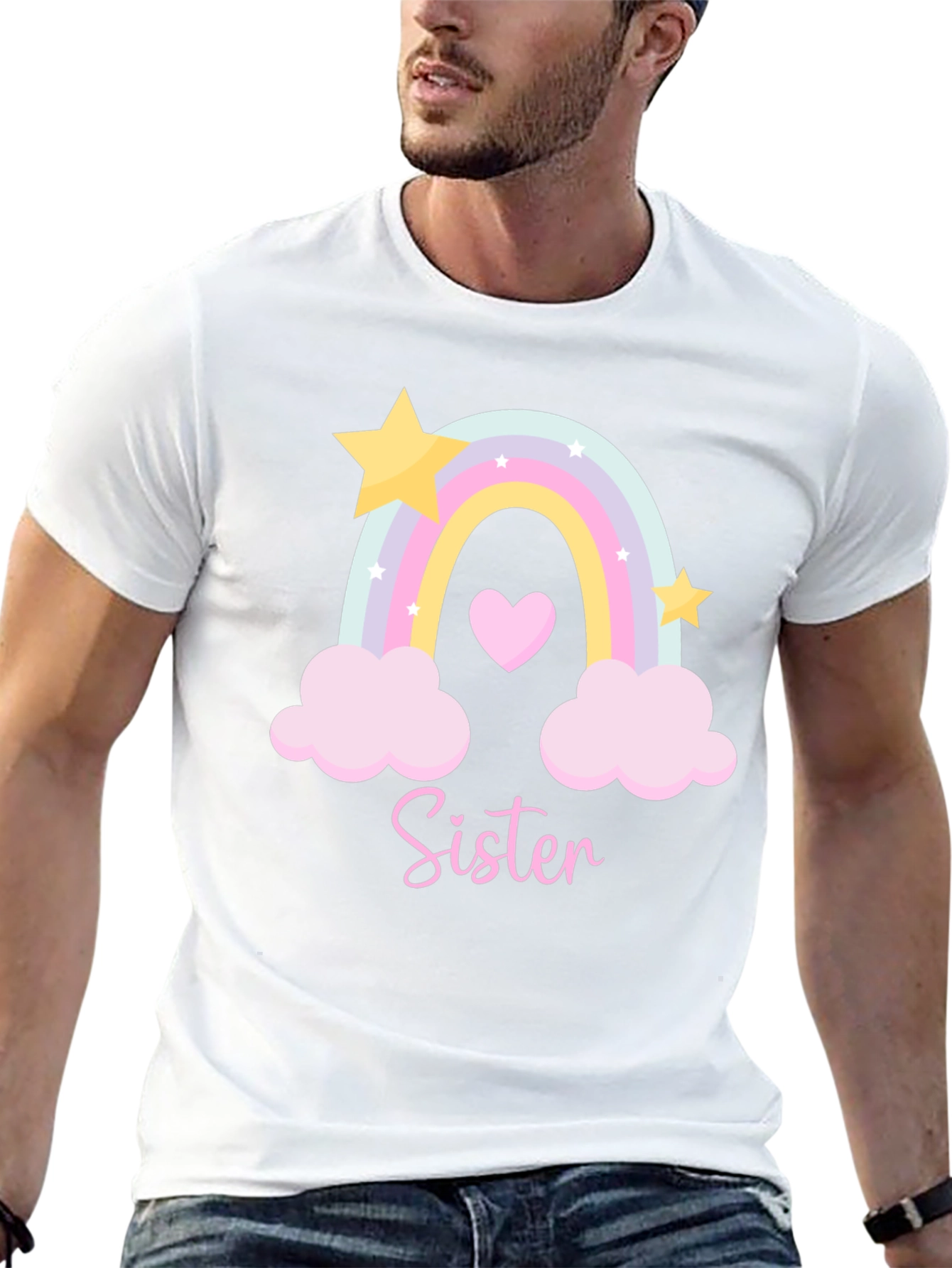 Sister Rainbow Graphic Tee - Cute Matching Family Shirt