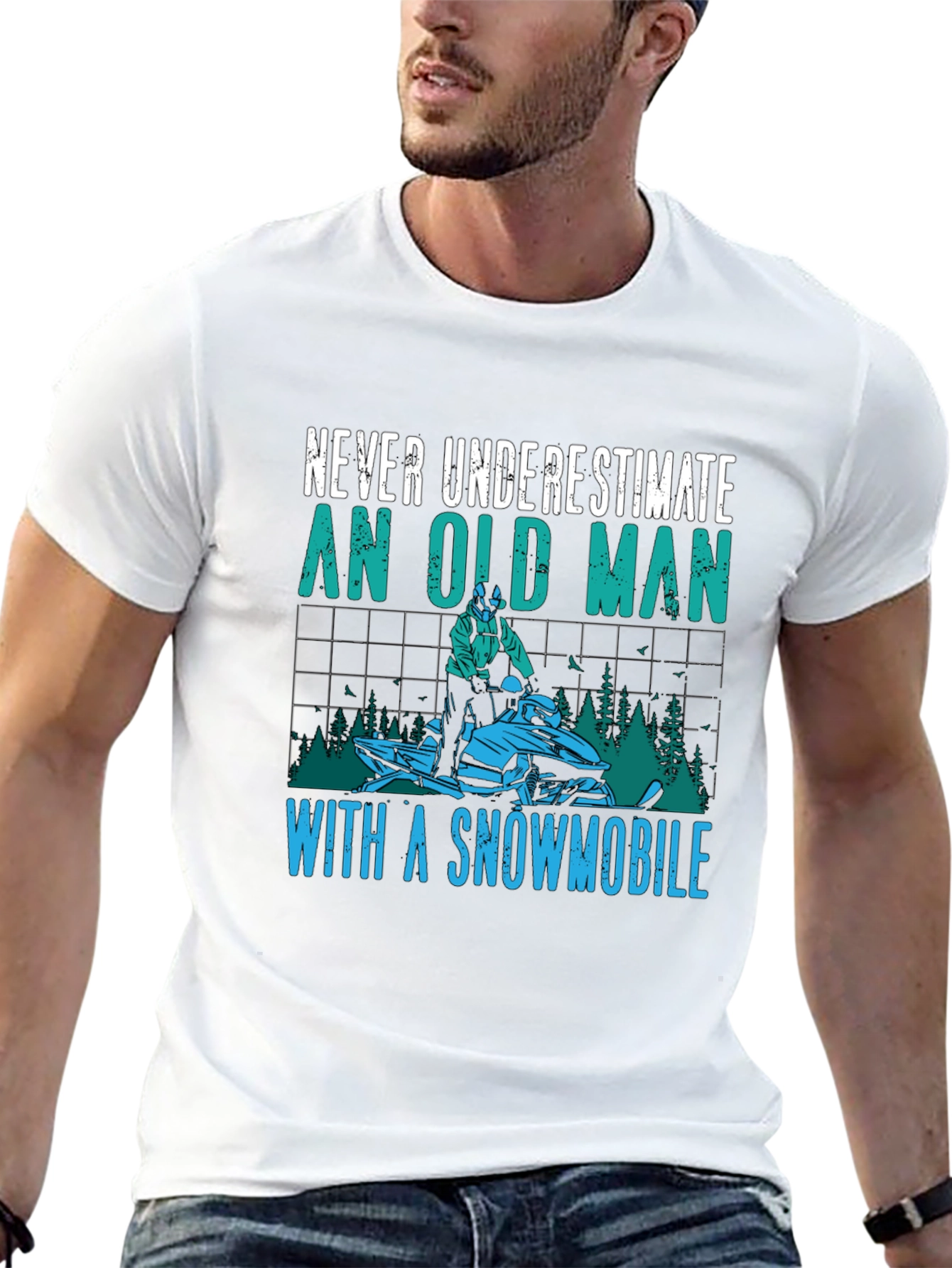 Never Underestimate an Old Man Snowmobile T-Shirt