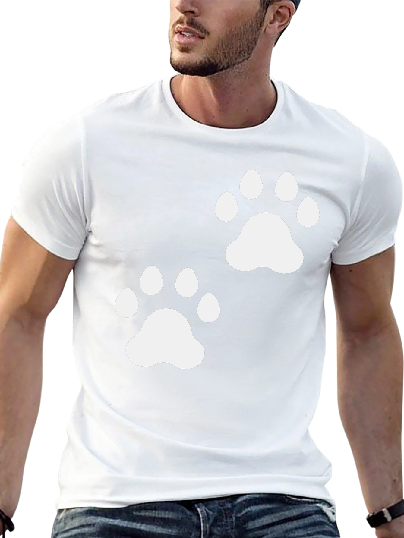 Paw Print Graphic Tee - Casual Black T-Shirt