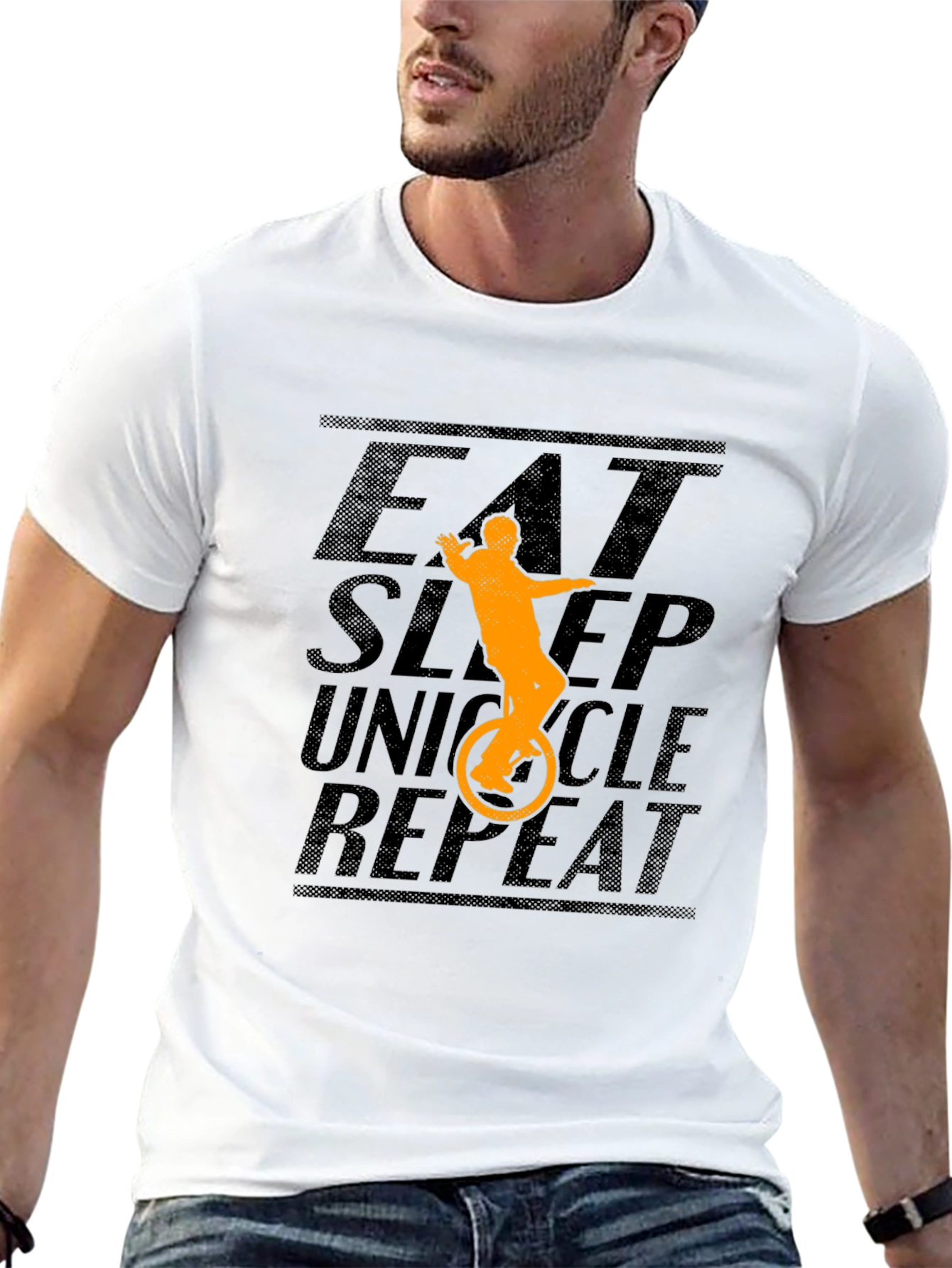 Eat Sleep Unicycle Repeat Graphic Tee