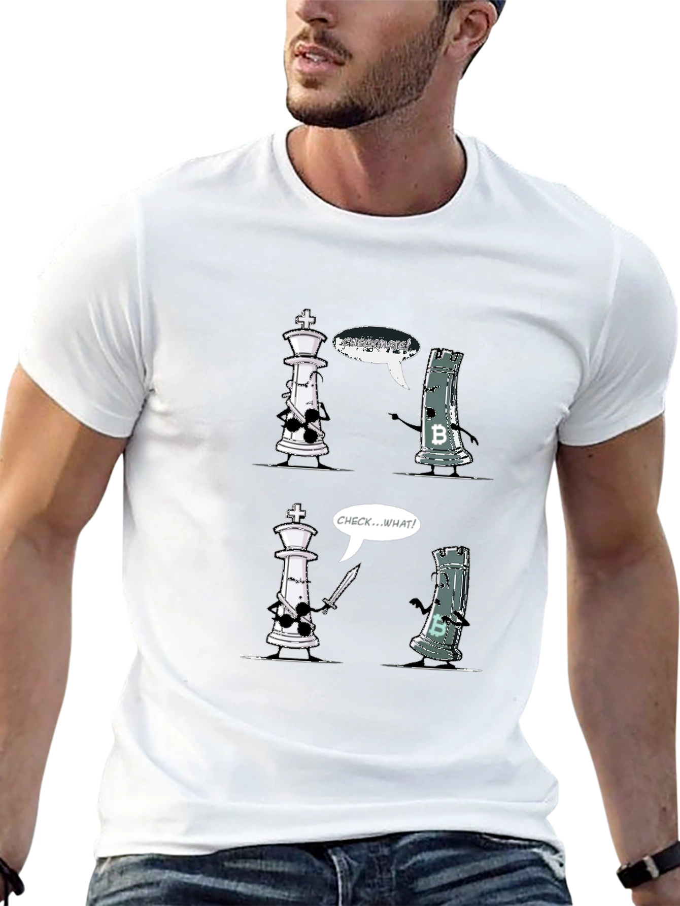 Chess King vs Rook T-Shirt - Checkmate Bitcoin
