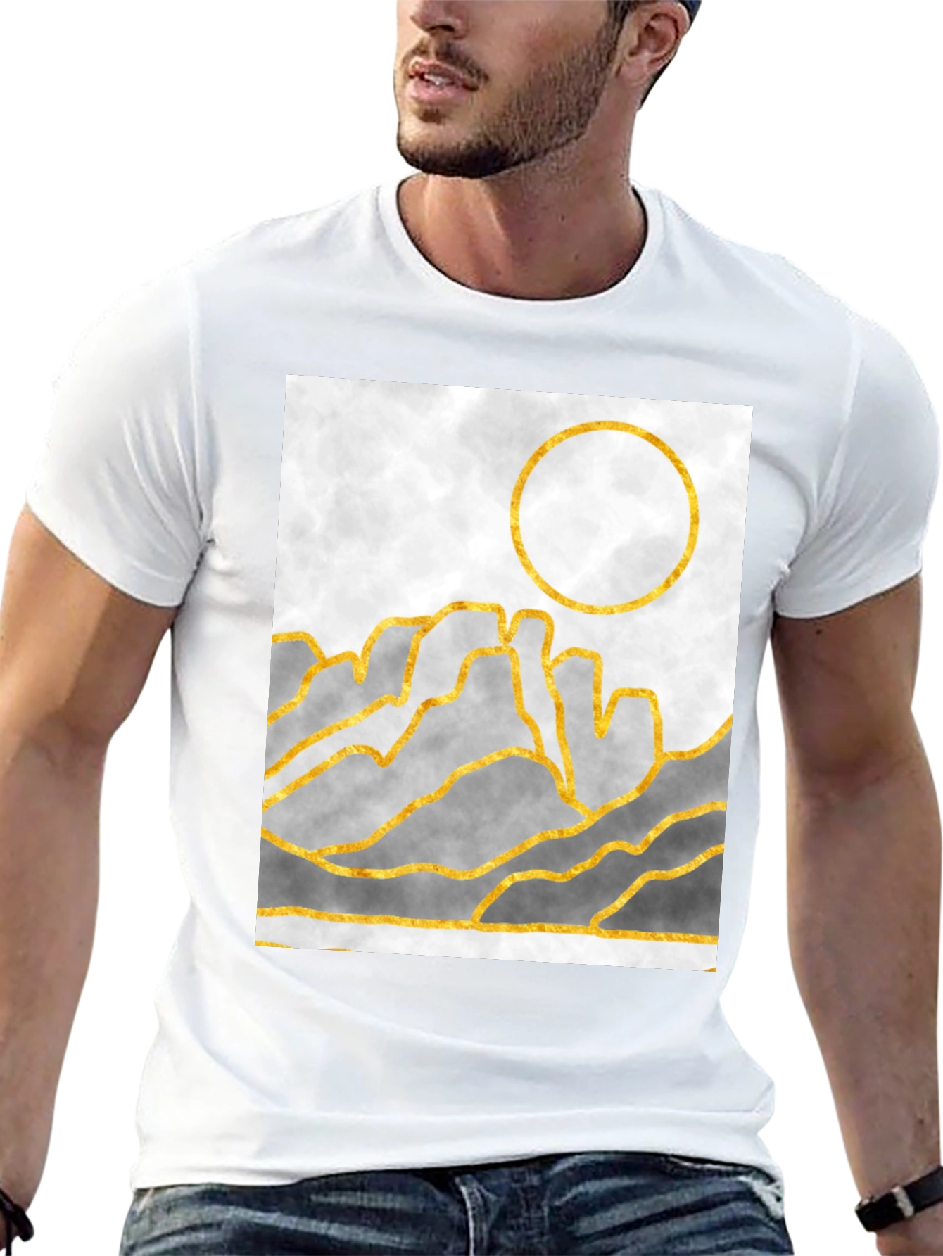 Abstract Gold Mountain Graphic T-Shirt