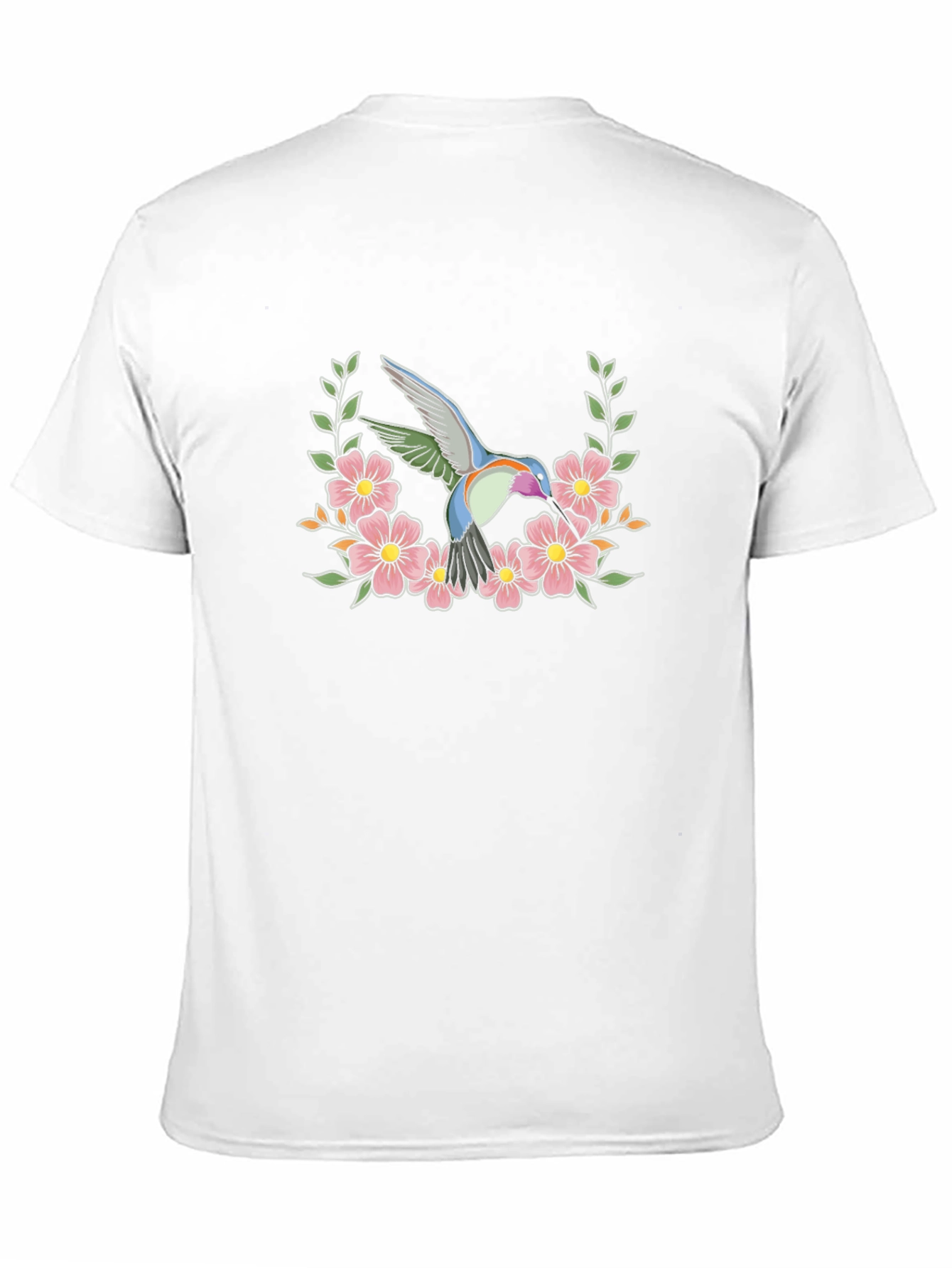 Hummingbird Floral Wreath Graphic Tee - Black