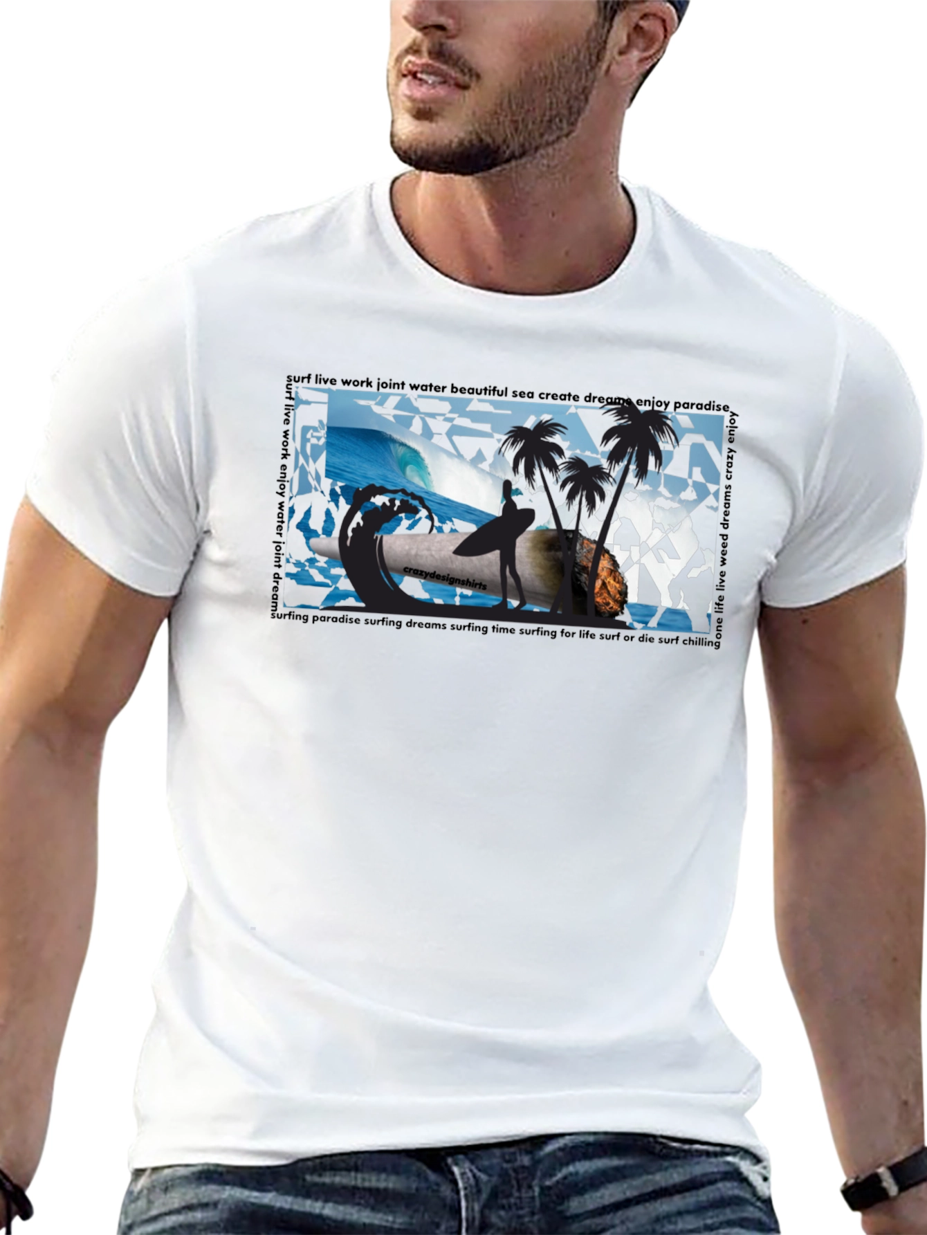 Surfing Paradise Graphic Tee - Black