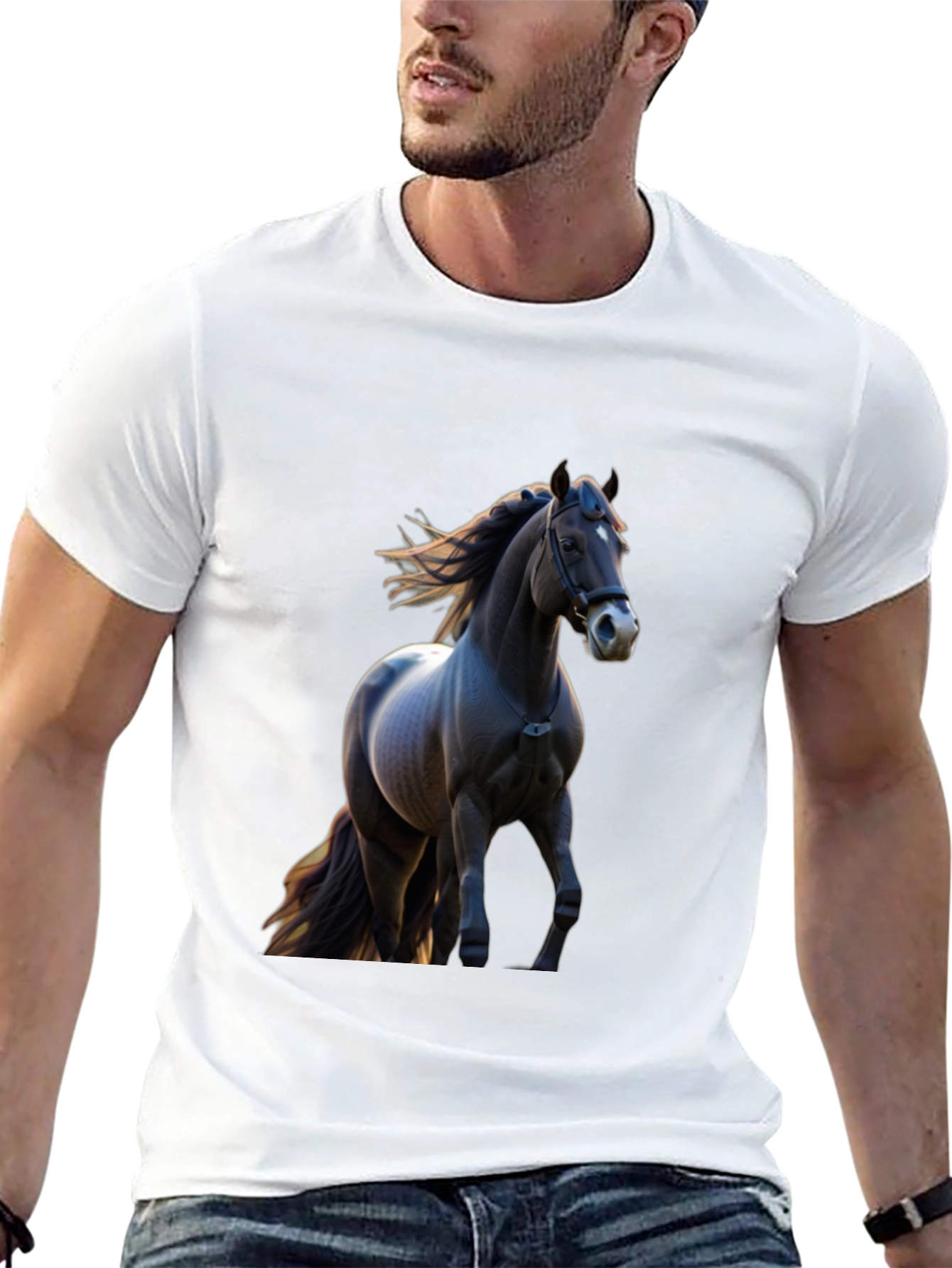 Black Horse Graphic Tee - Equestrian Style