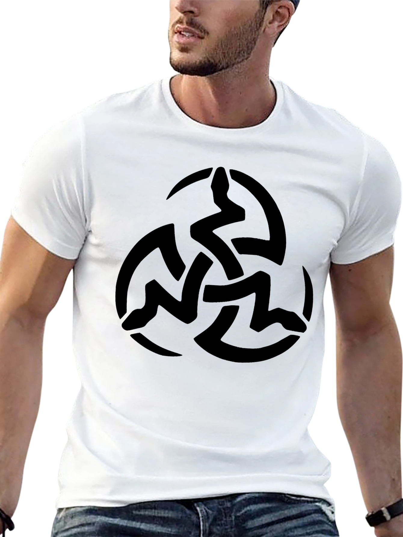 Mens Black T-Shirt with Celtic Knot Design