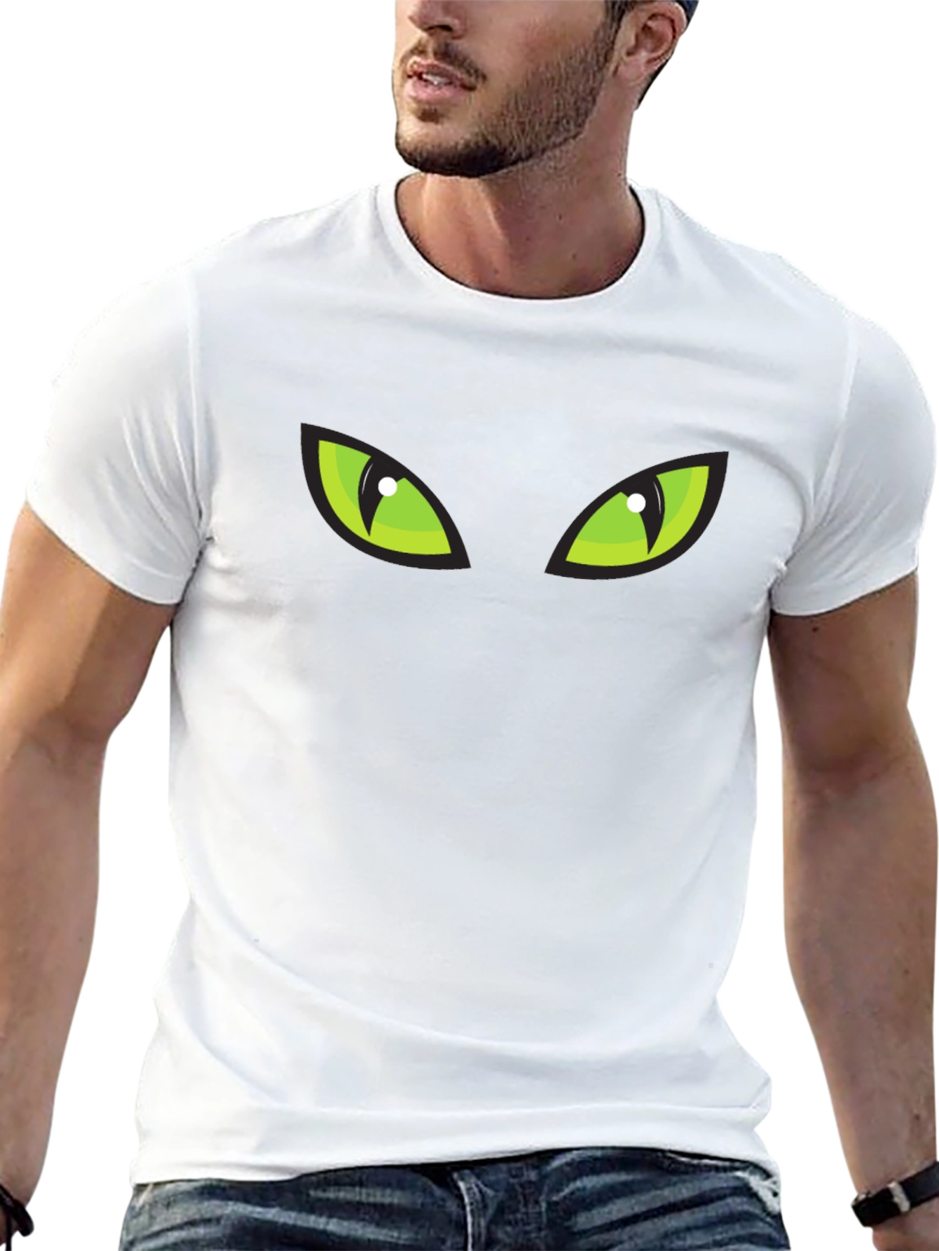 Mysterious Green Eyes Black T-Shirt