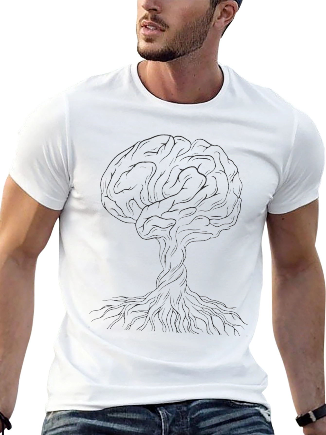 Brain Tree Graphic Tee - Black Cotton