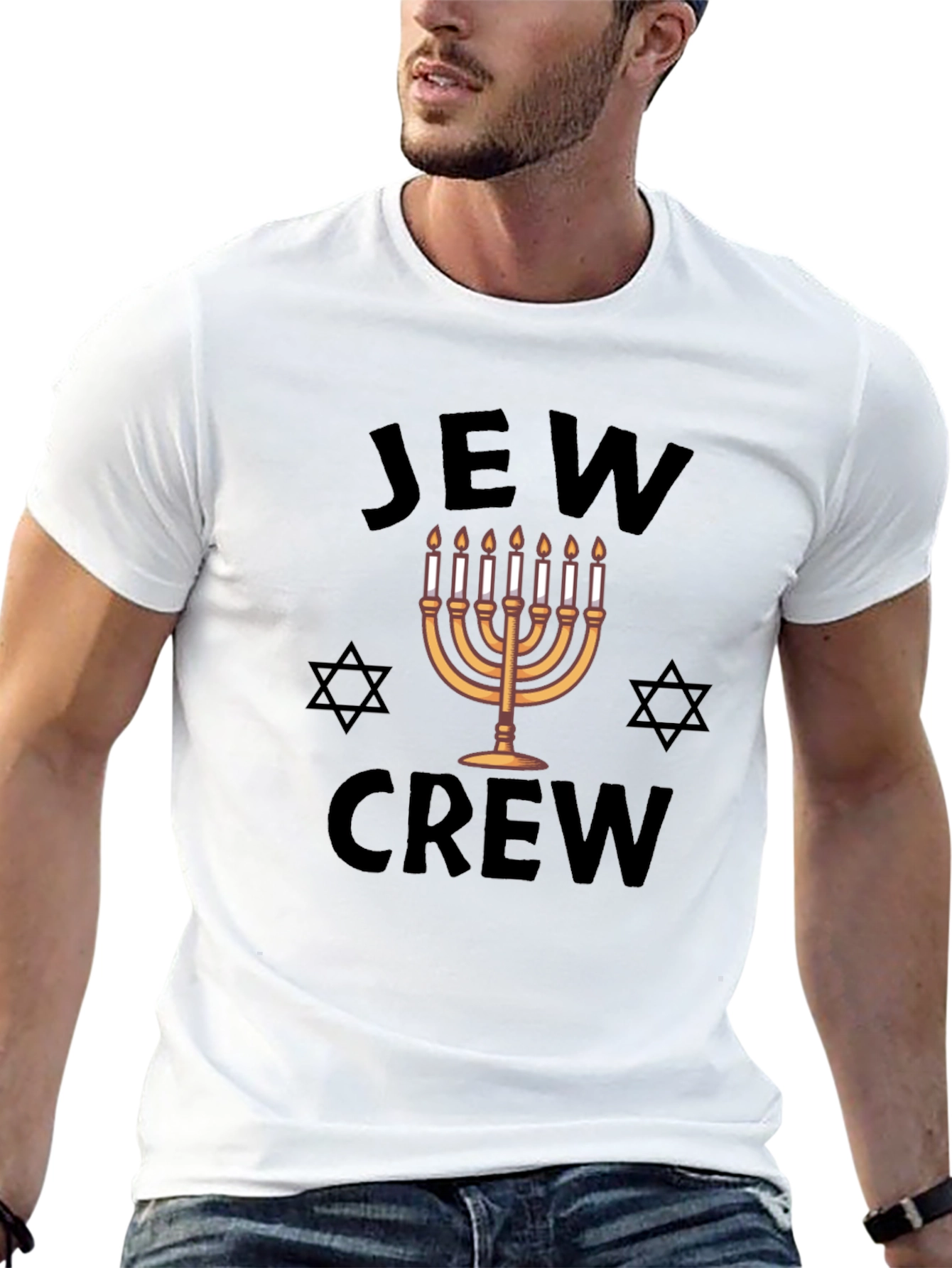 Jew Crew Graphic Tee - Black Cotton Blend T-Shirt