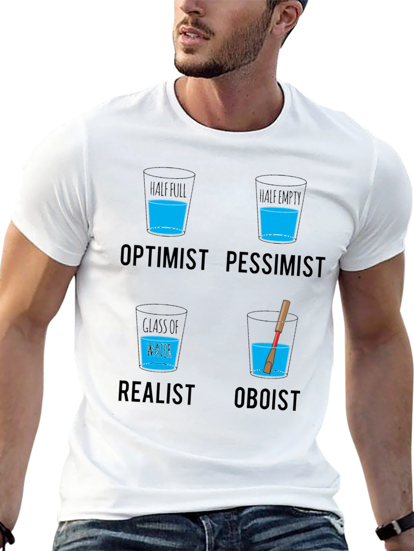Optimist Pessimist Oboist T-Shirt - Funny Musician Tee