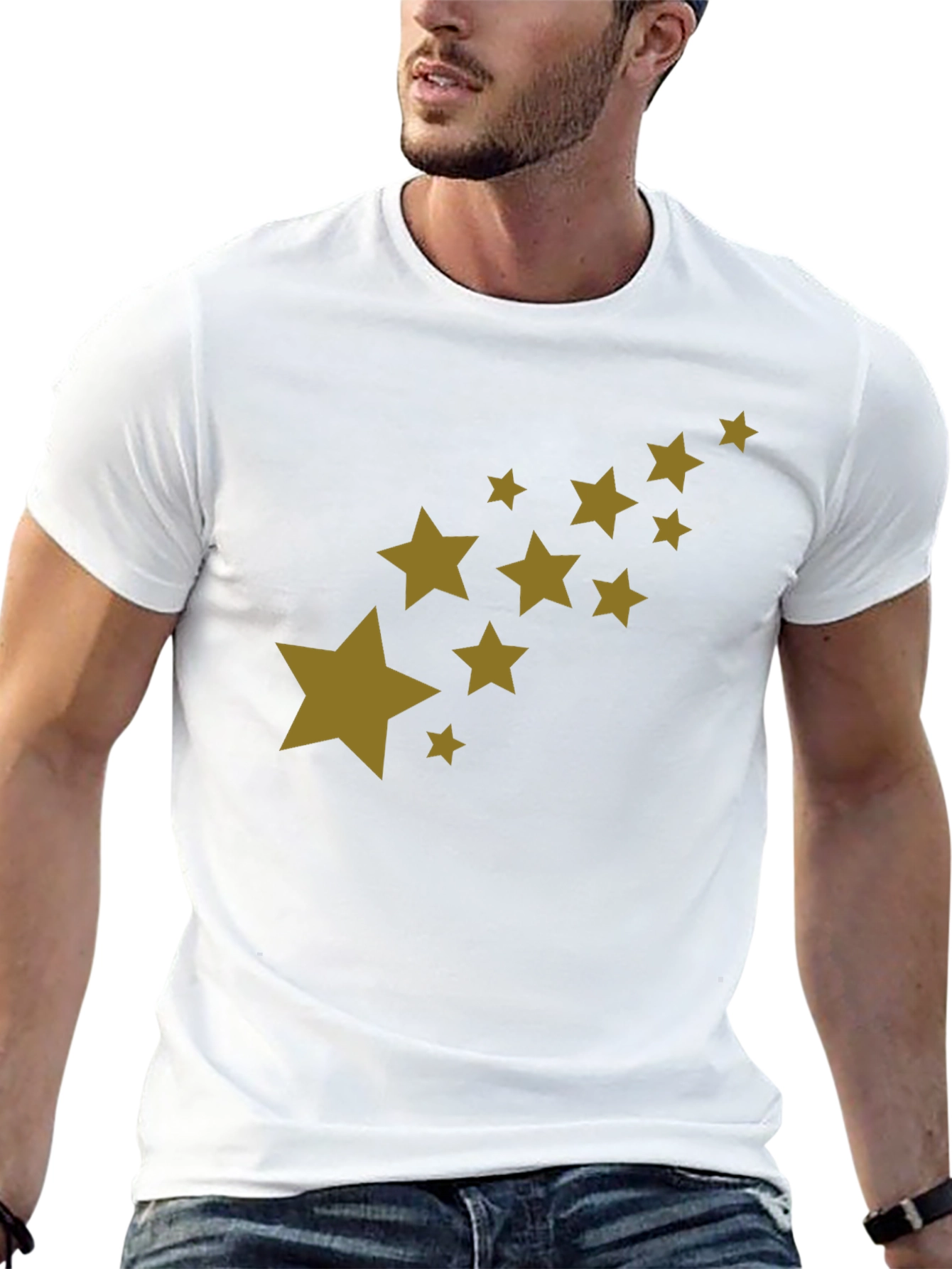 Mens Black T-Shirt with Star Graphic