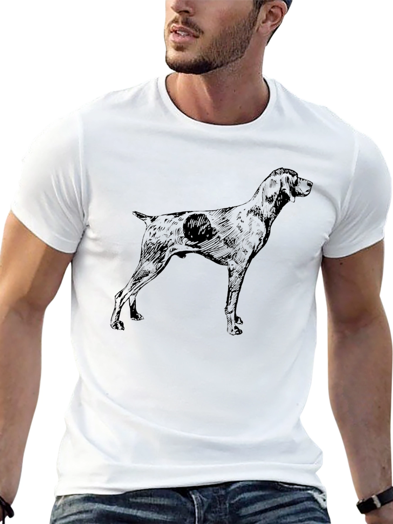 Dog Graphic Tee - Black Cotton Blend Shirt