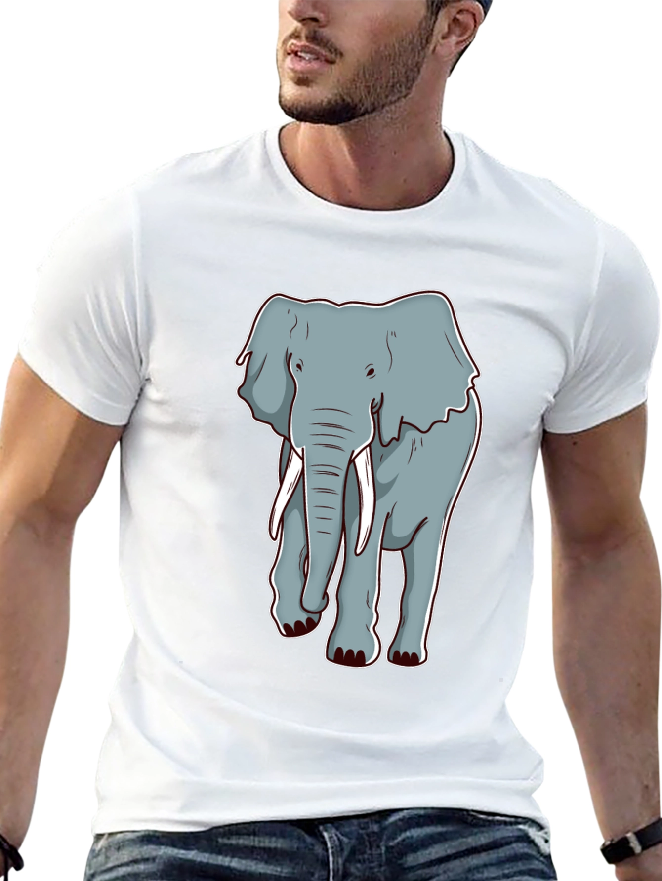 Elephant Graphic Tee - Casual Crew Neck T-Shirt