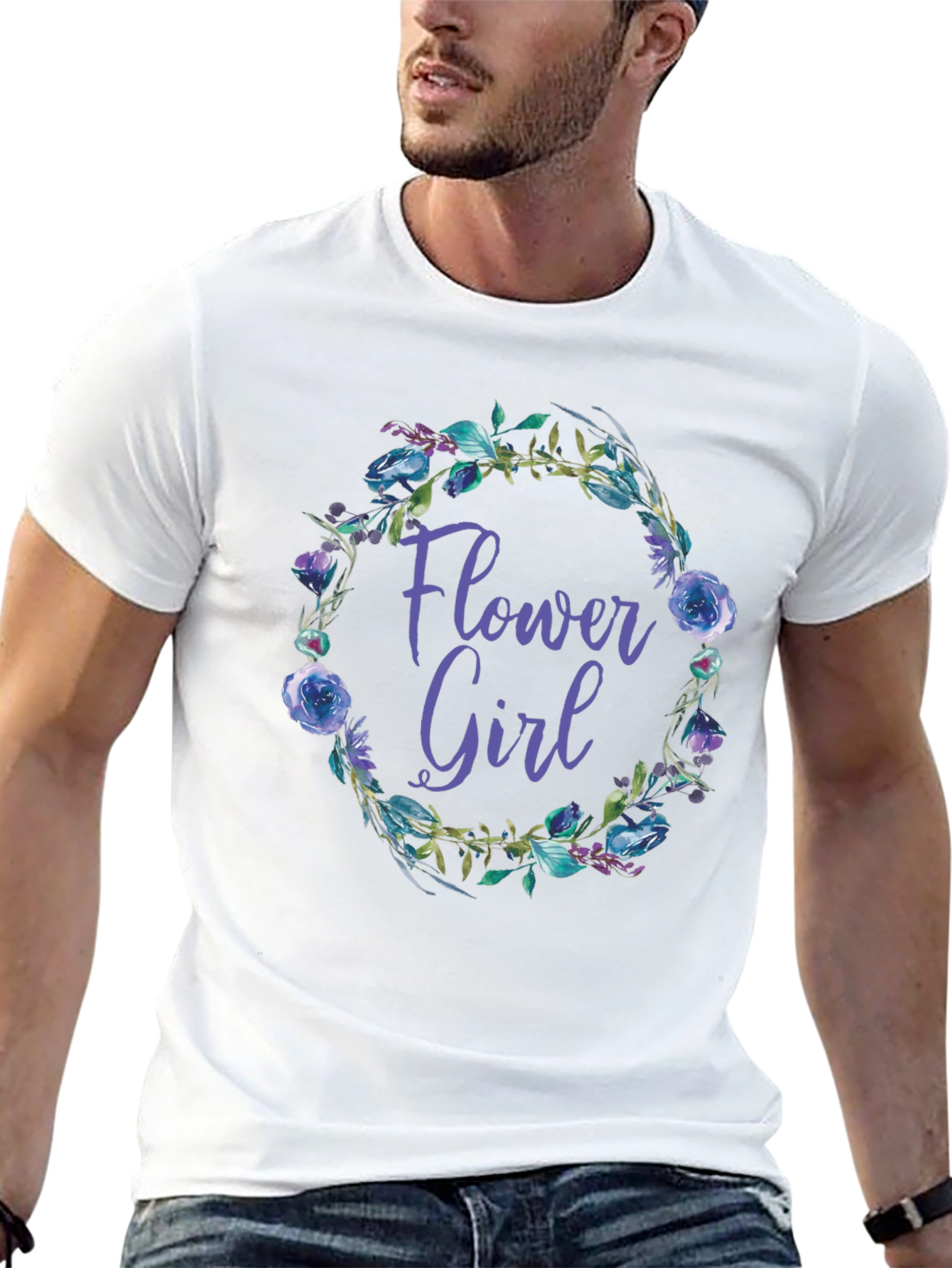 Flower Girl Floral Wreath Graphic Tee
