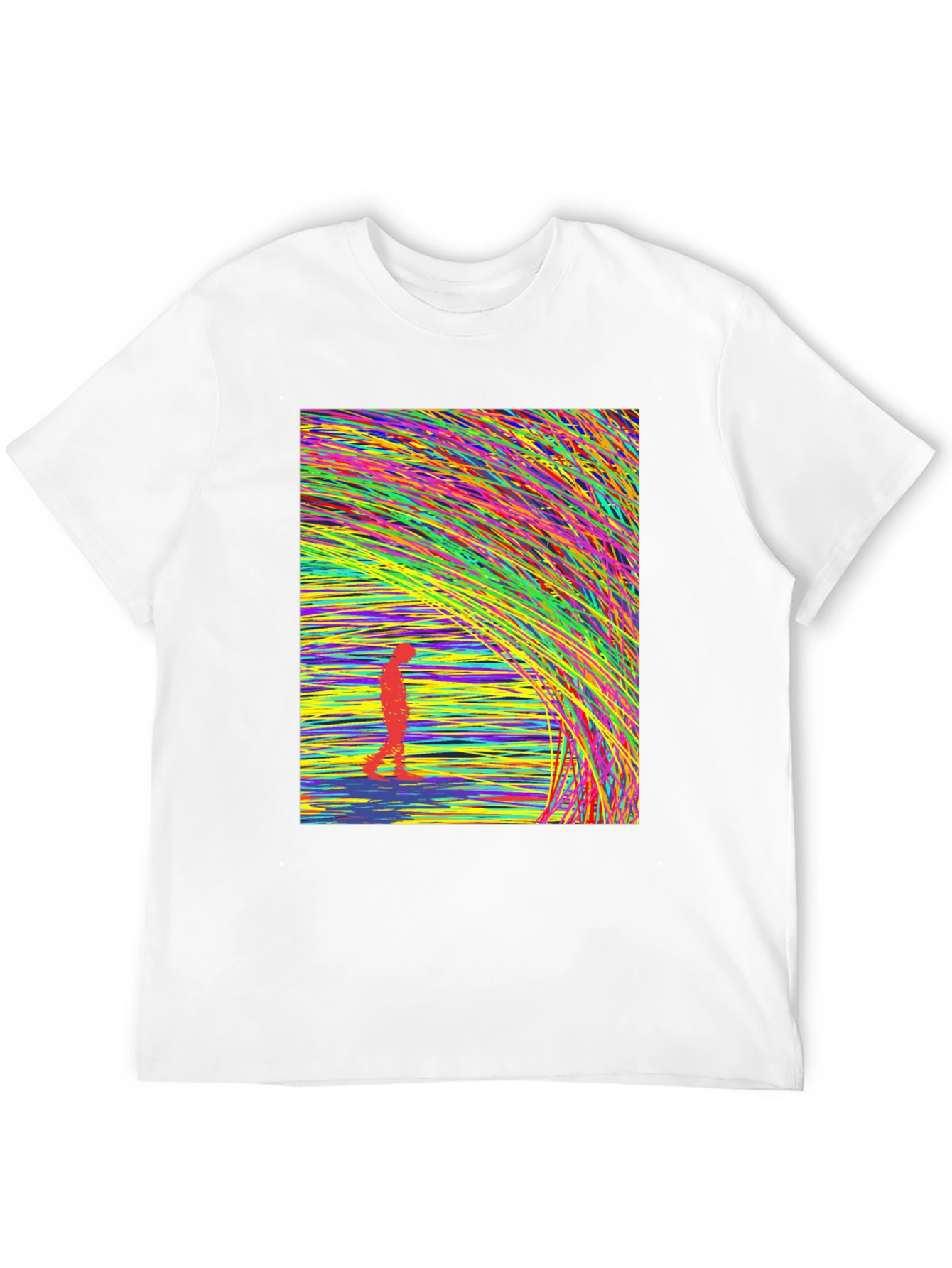 Abstract Lines Design Black T-Shirt