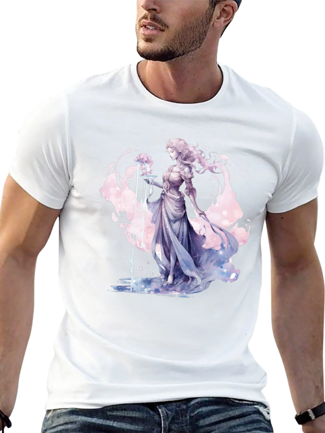 Fantasy Goddess Graphic Black T-Shirt